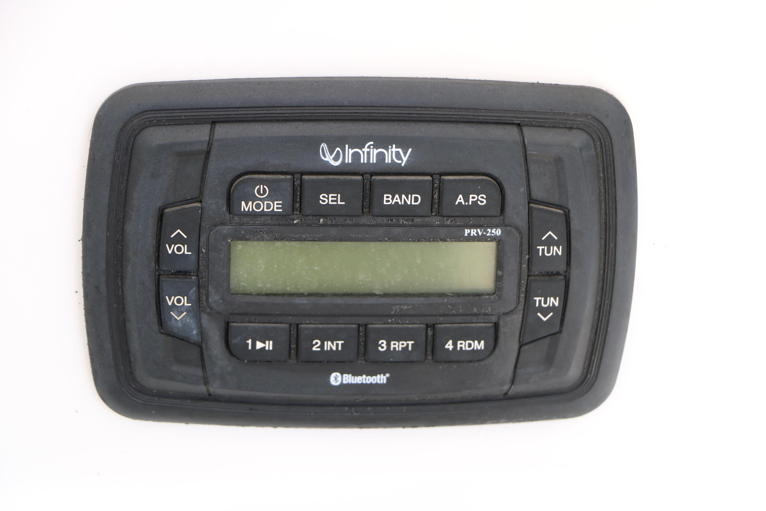 Infinity PRV-250 Bluetooth stereo system on 2015 Sea Hunt BX 22 BR boat.