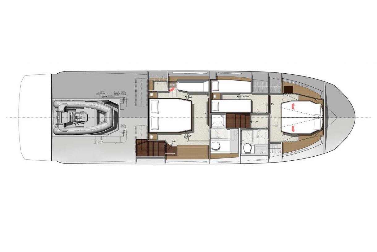 Manufacturer Provided Image: Floor plan of 2022 Prestige 520 S yacht, showcasing interior layout and design.