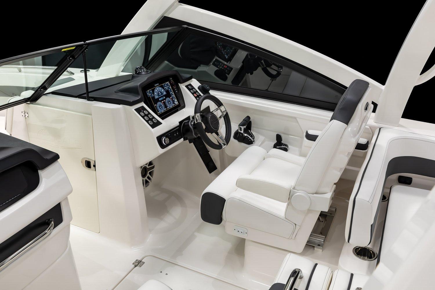 Manufacturer Provided Image: 2026 Robalo R277 Dual Console boat interior with modern dashboard and seating.