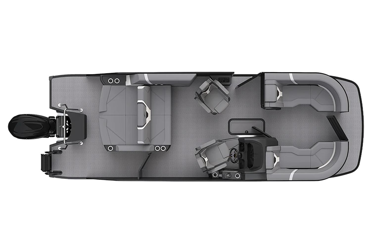Manufacturer Provided Image: Top view of 2026 Evotti 723CS boat layout with seating and motor.