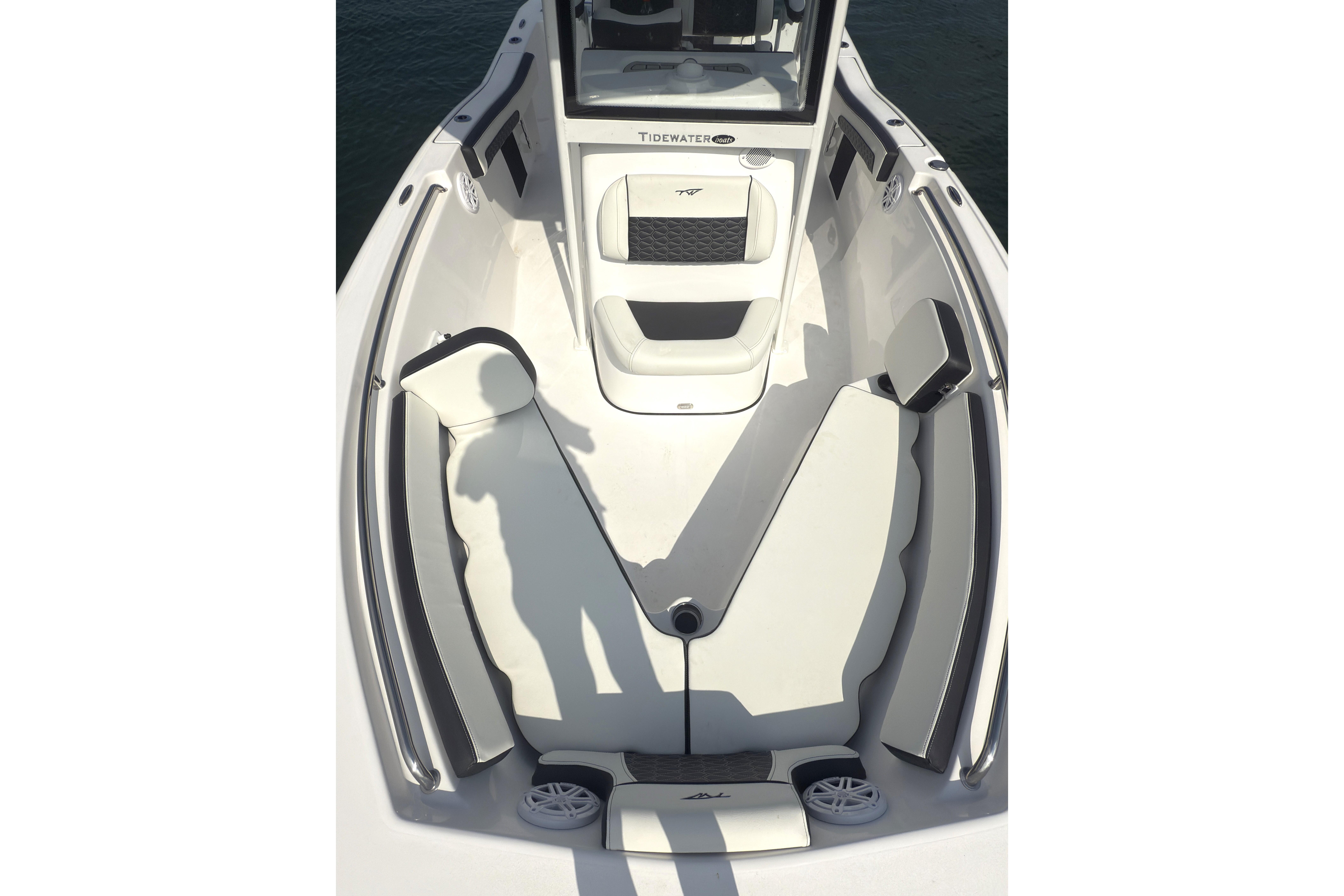 2026 Tidewater 210 CC Adventure boat interior with seating and console.