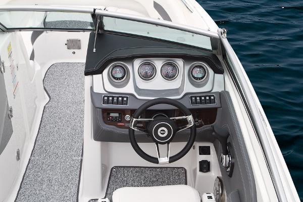 Manufacturer Provided Image: 2016 Chaparral 244 Sunesta boat dashboard and steering wheel.
