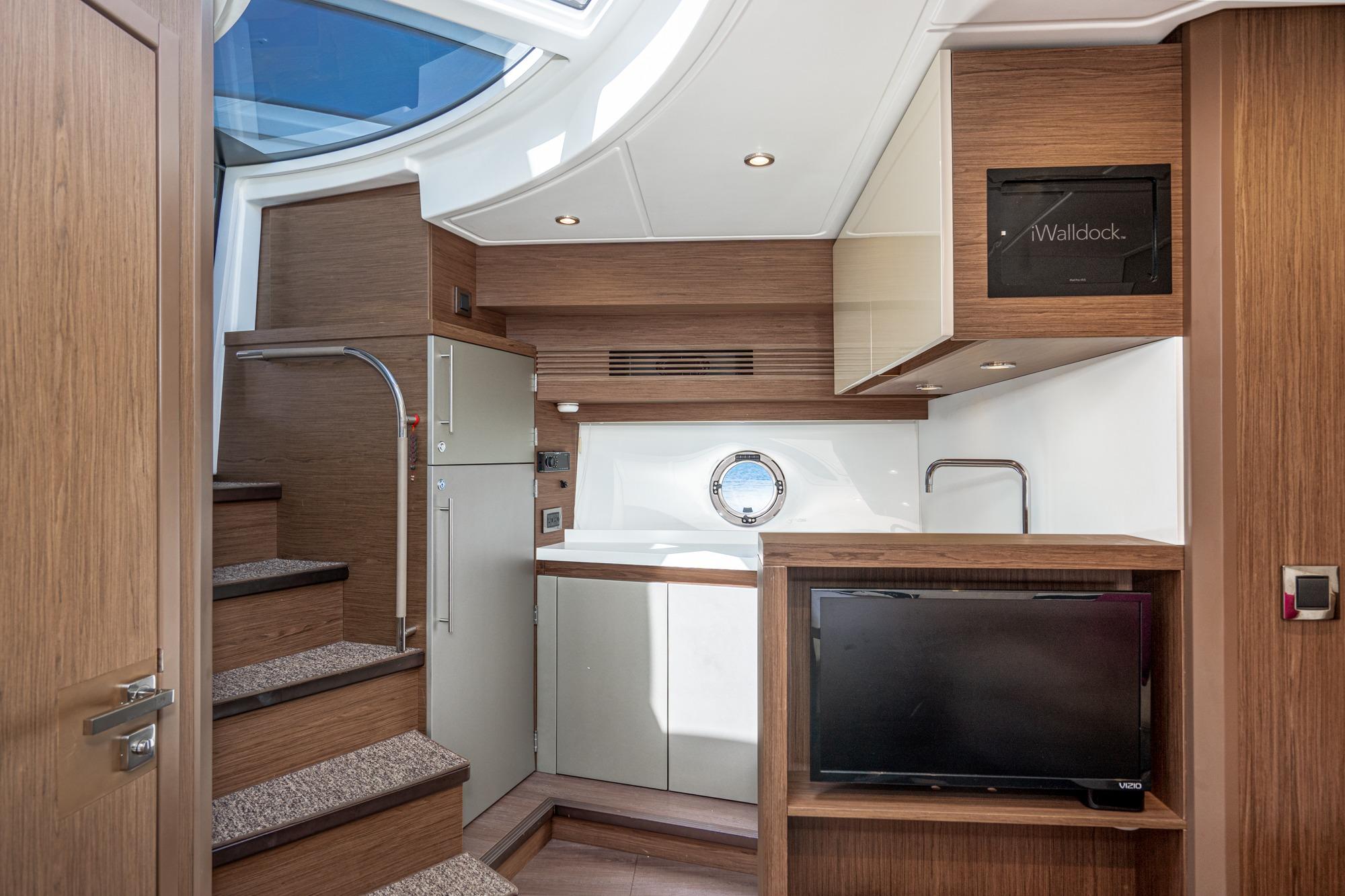 Luxurious interior of 2017 Beneteau Gran Turismo 46 yacht with modern amenities.