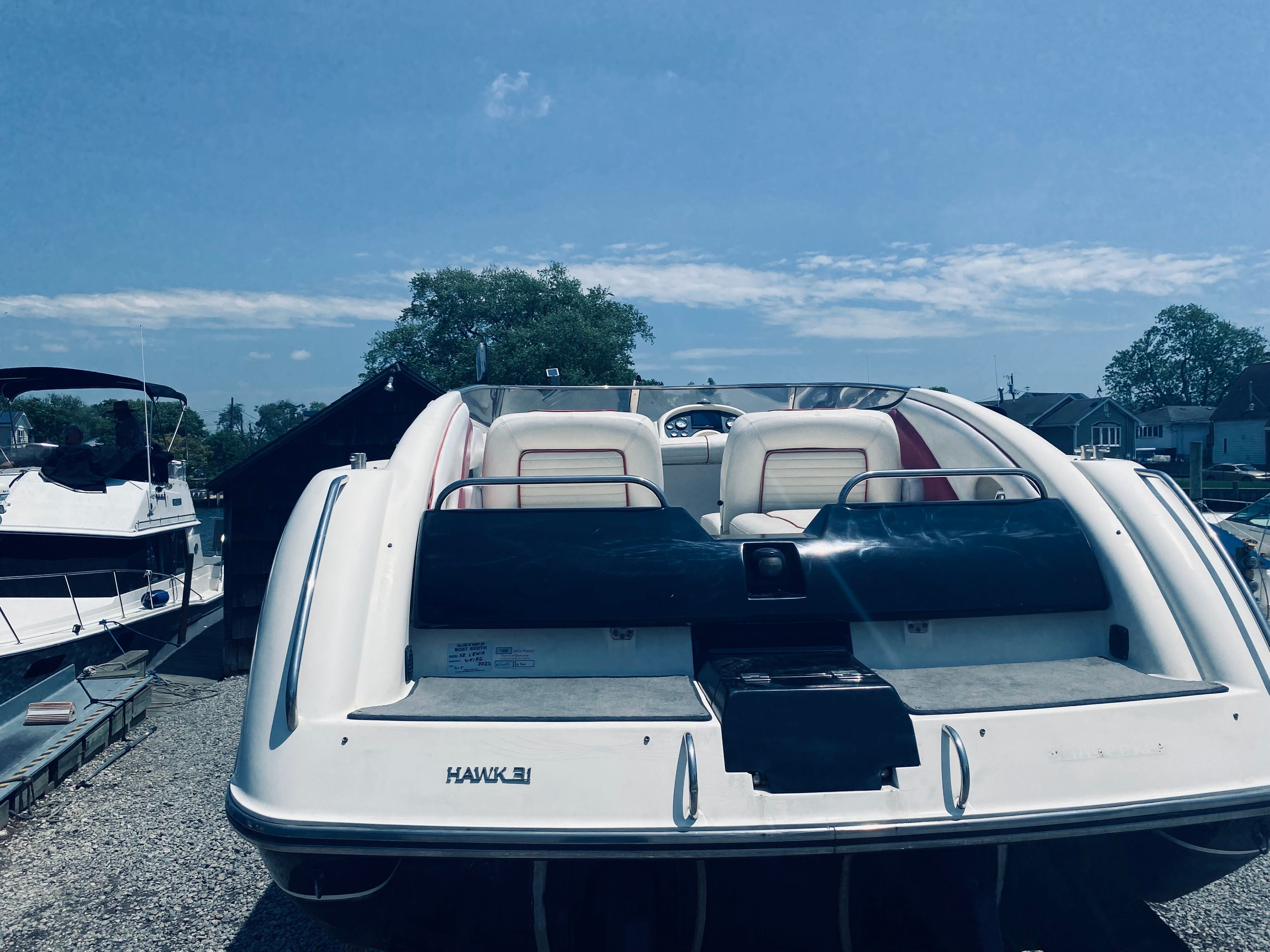 1994 Sunseeker Hawk 31 boat on dry dock.