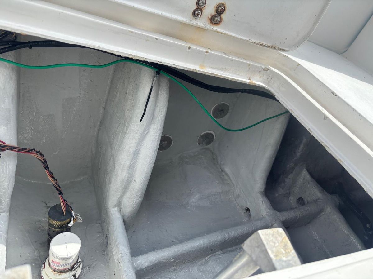 Interior of a 1994 Luhrs Convertible boat.