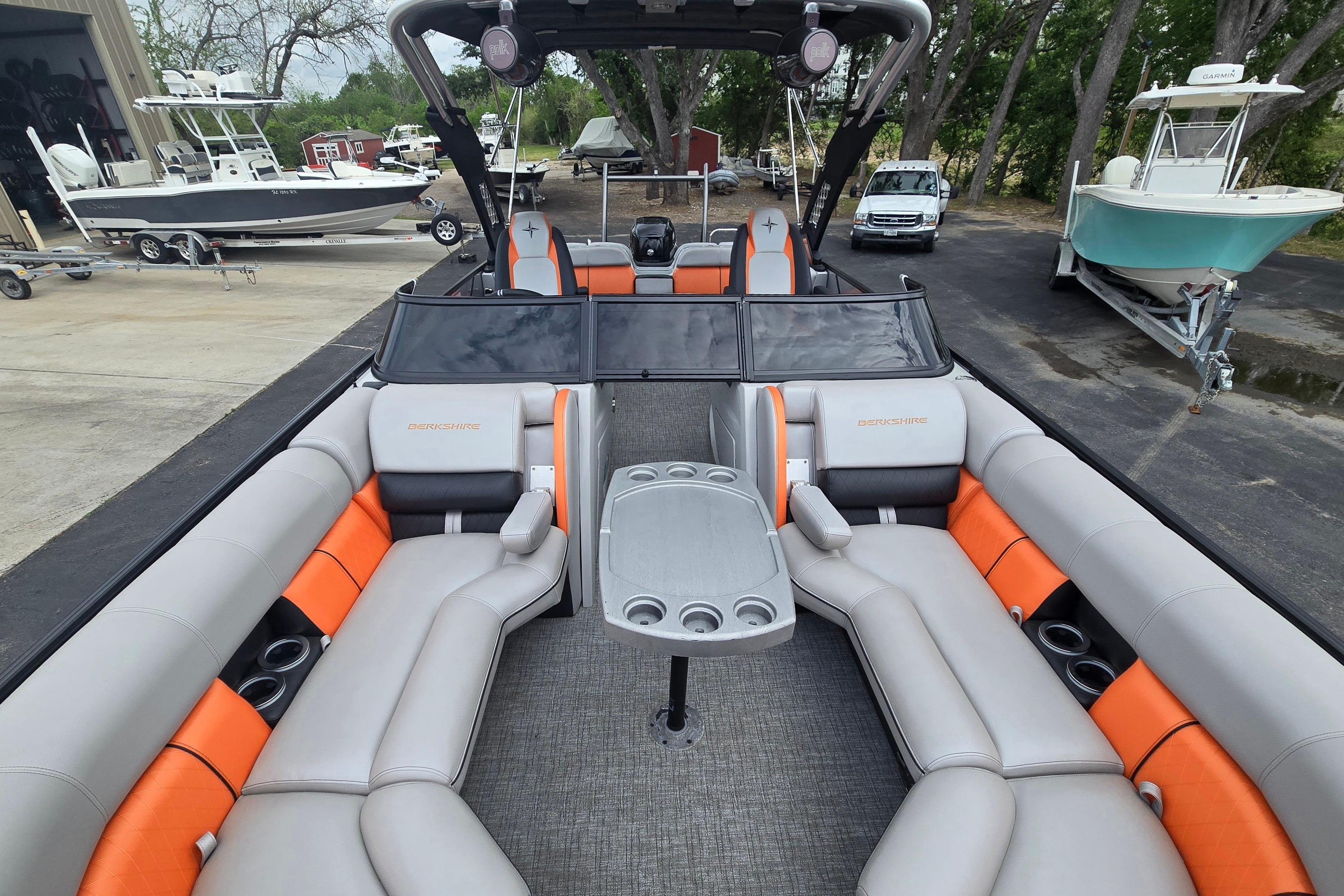 2021 Berkshire 25 Sport CL DC 3.0+ pontoon boat with spacious seating and modern design.