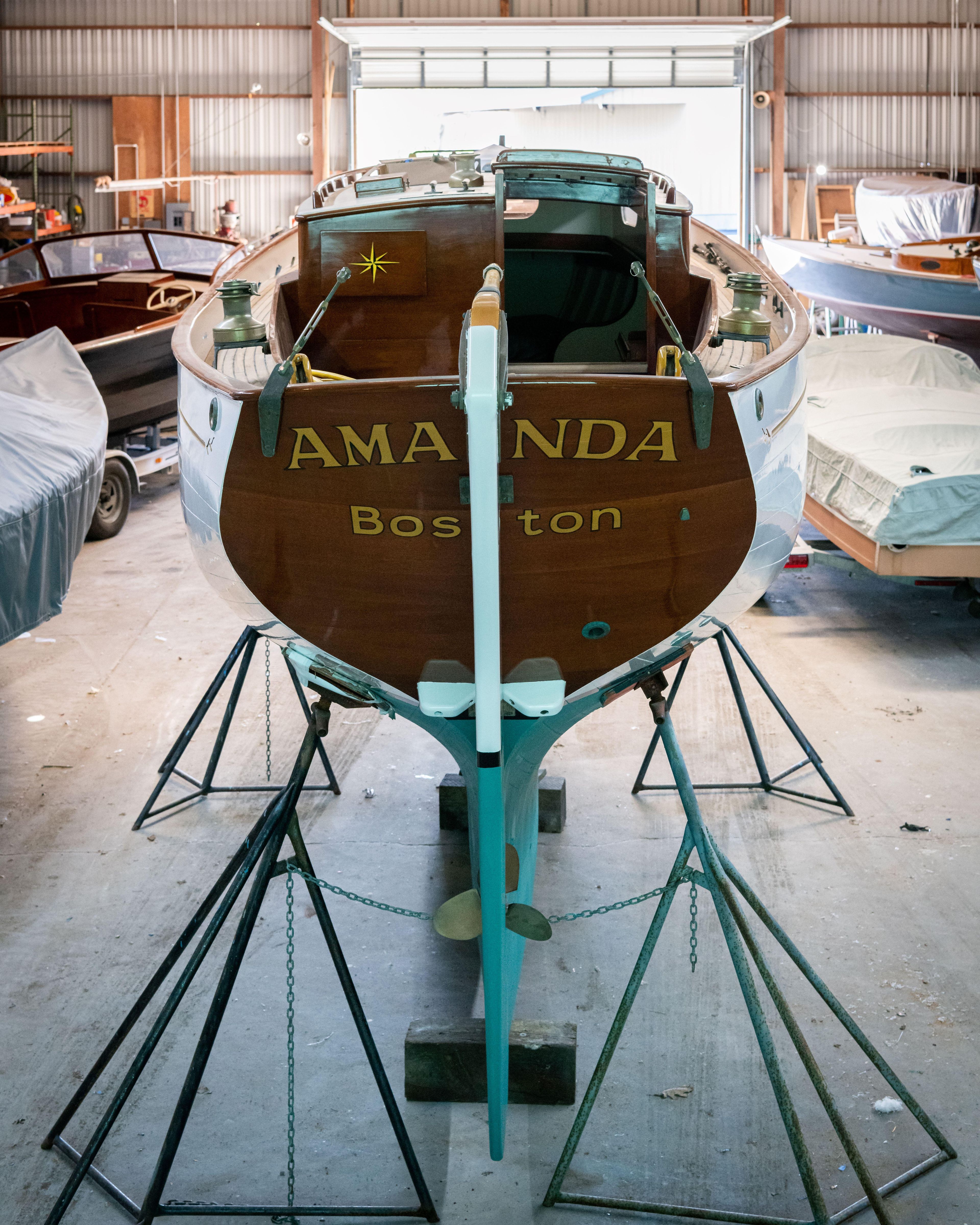 Custom 2008 Frank Paine Sloop "Amanda" in a boatyard, Boston.