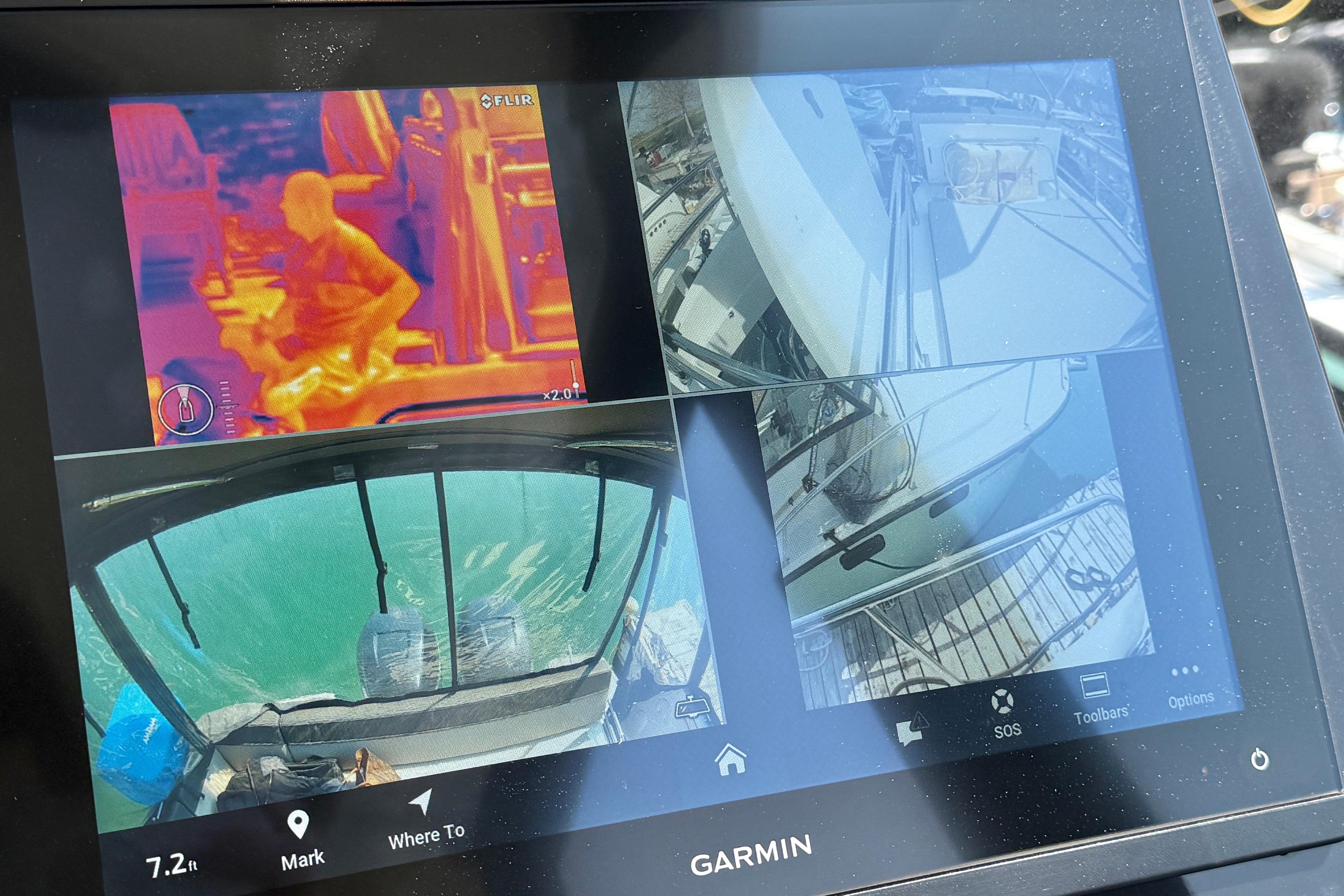 Garmin display showing thermal and camera views on Jeanneau NC 1095 Fly, 2022 model.