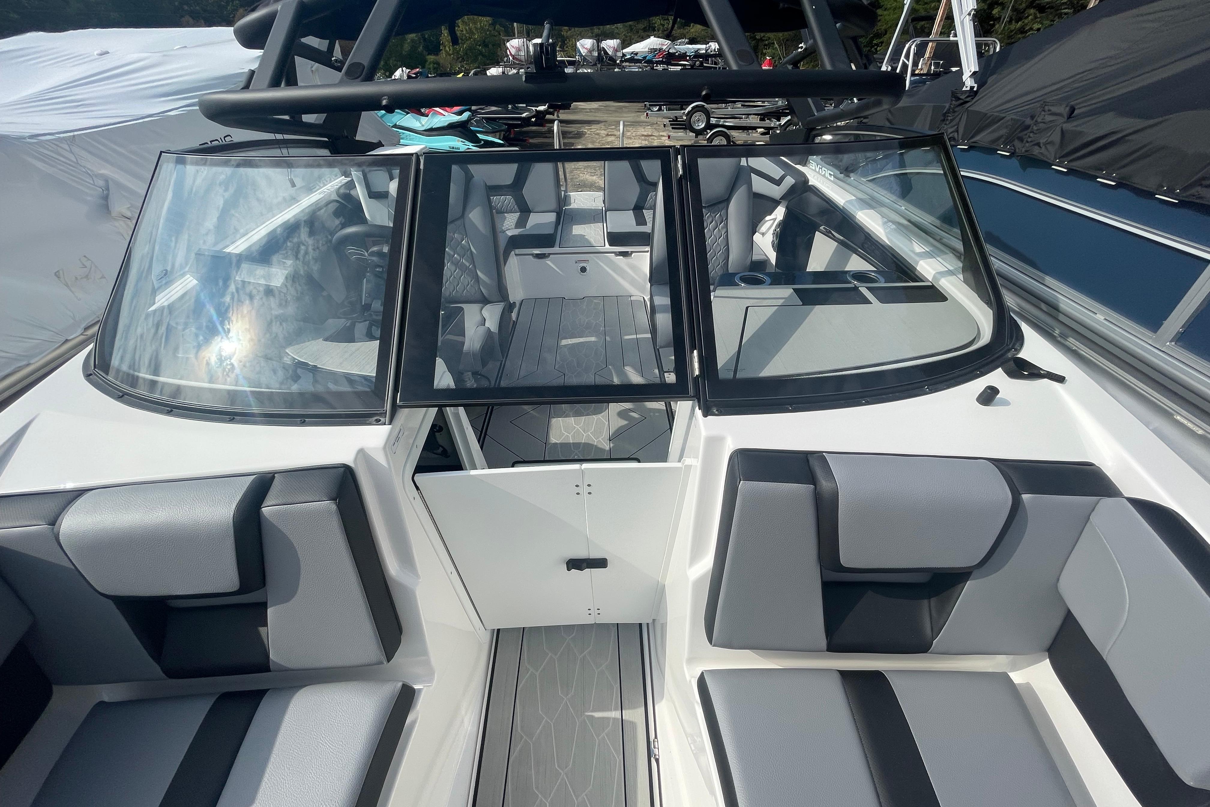 2026 Yamaha Boats 222XD interior with sleek seating and modern design.