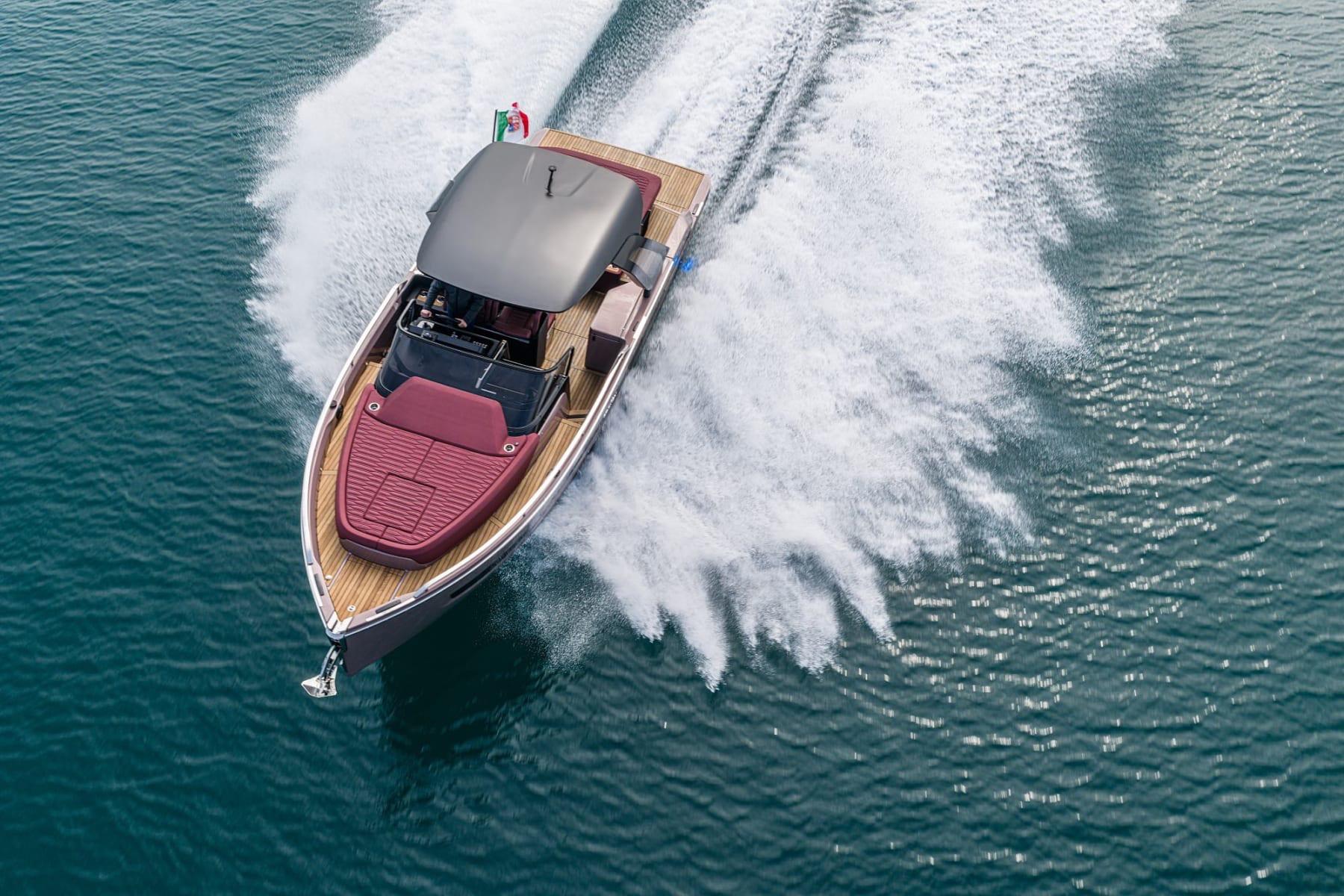 2026 Cranchi A32 Luxury Tender cruising swiftly on open water.
