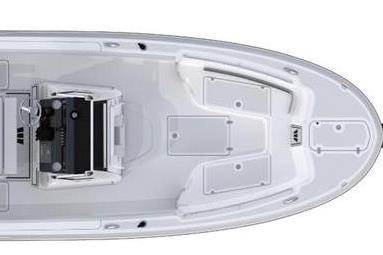 Aerial view of 2026 Wellcraft 243 Fisherman boat deck.