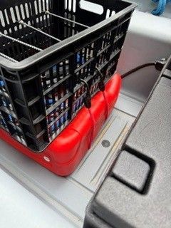 Plastic crate on Whaly 435R boat, model 2021.