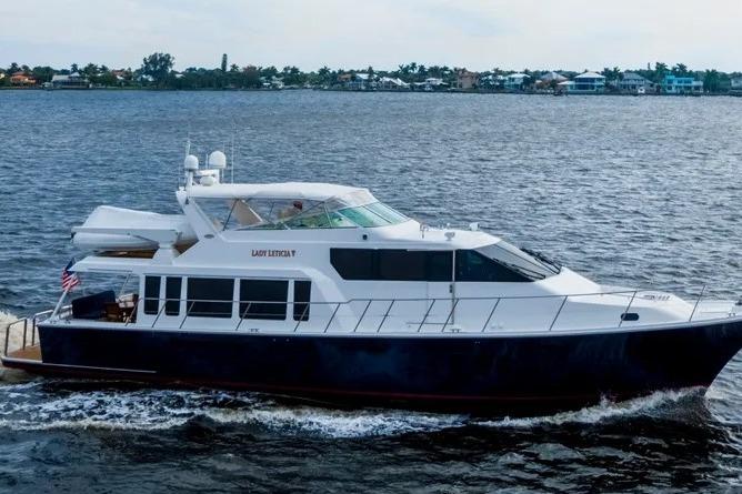 2000 Pacific Mariner 65 Motoryacht cruising on open water.