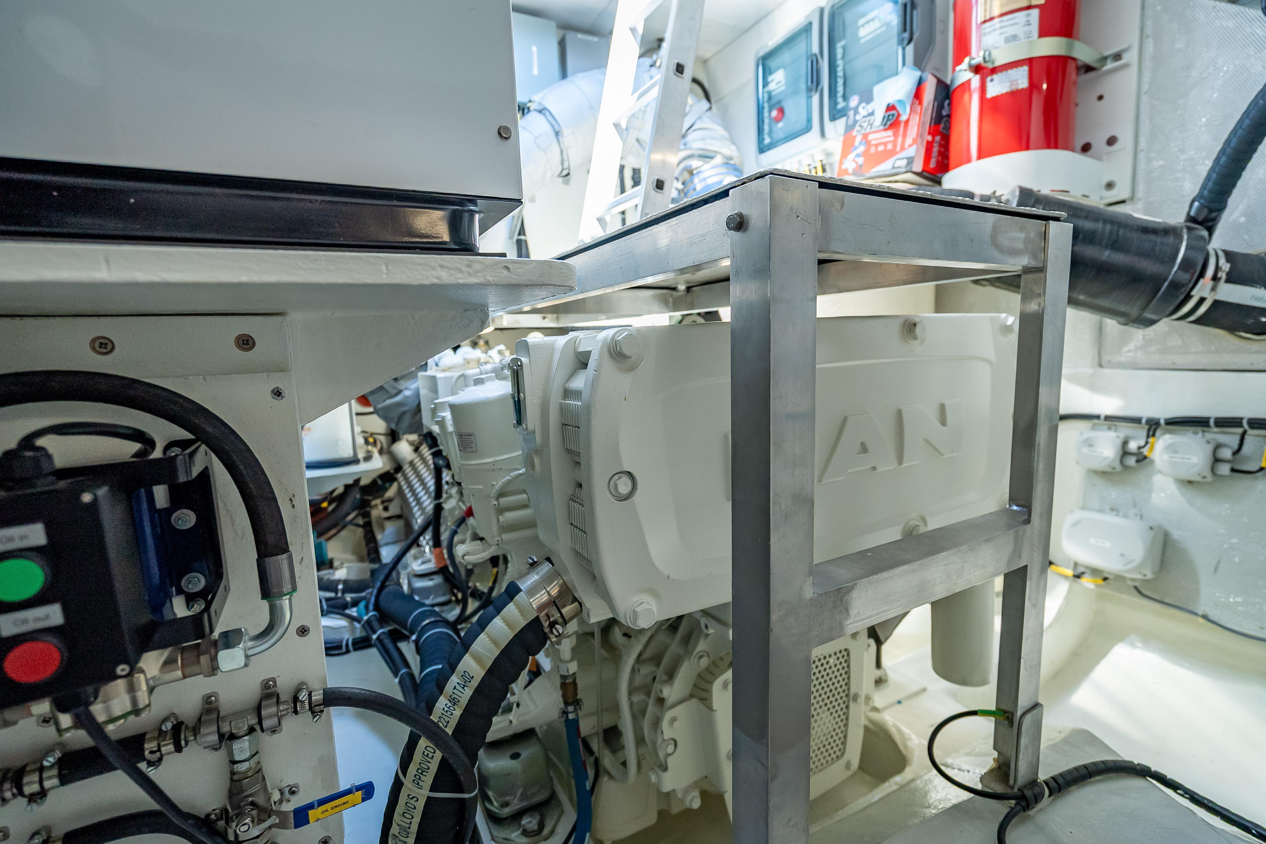 Engine room of 2026 Sunreef 60 Power yacht, featuring advanced machinery and equipment.