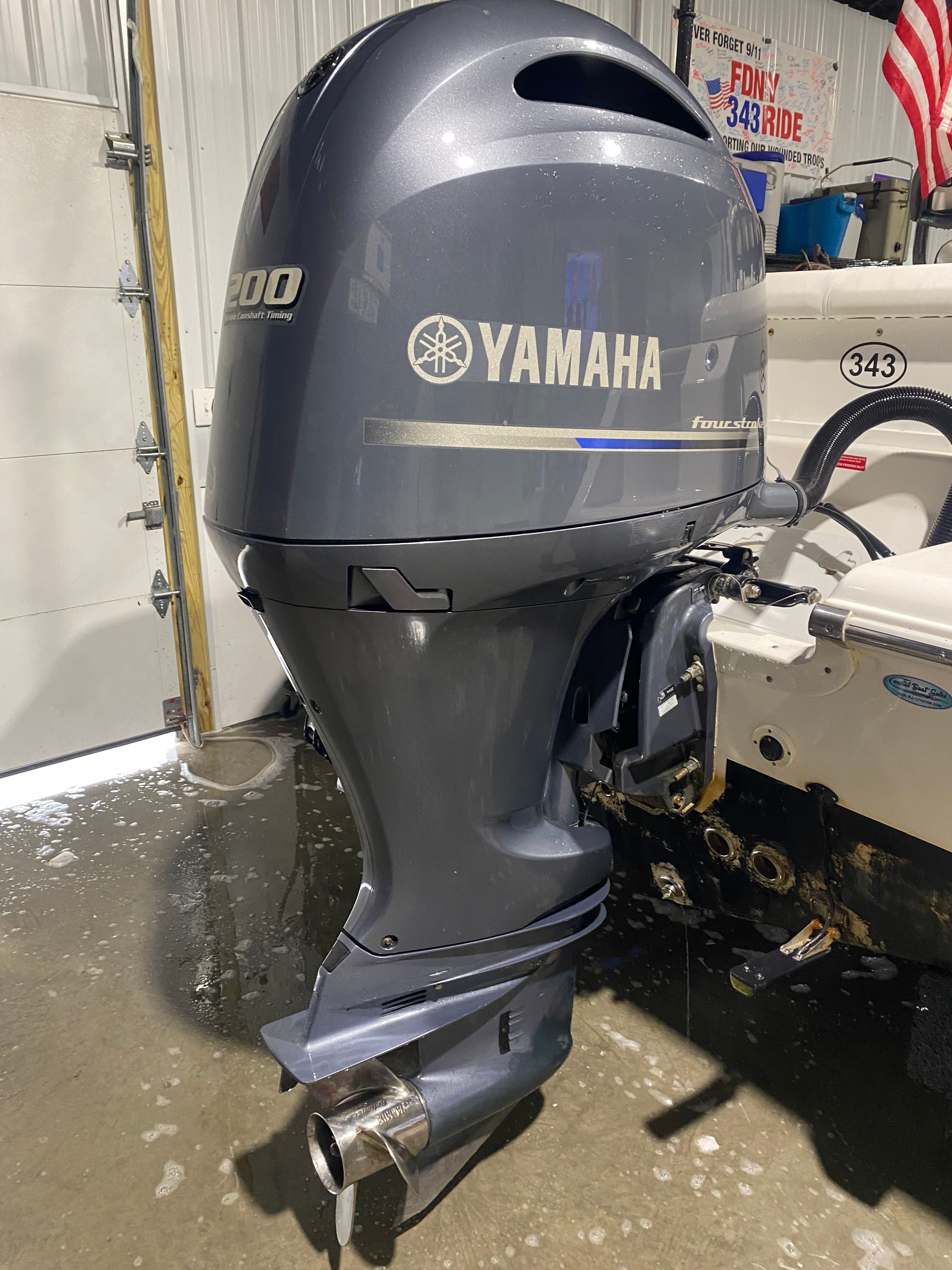 Yamaha 200 HP outboard motor on a Tidewater 220 CC Adventure boat.
