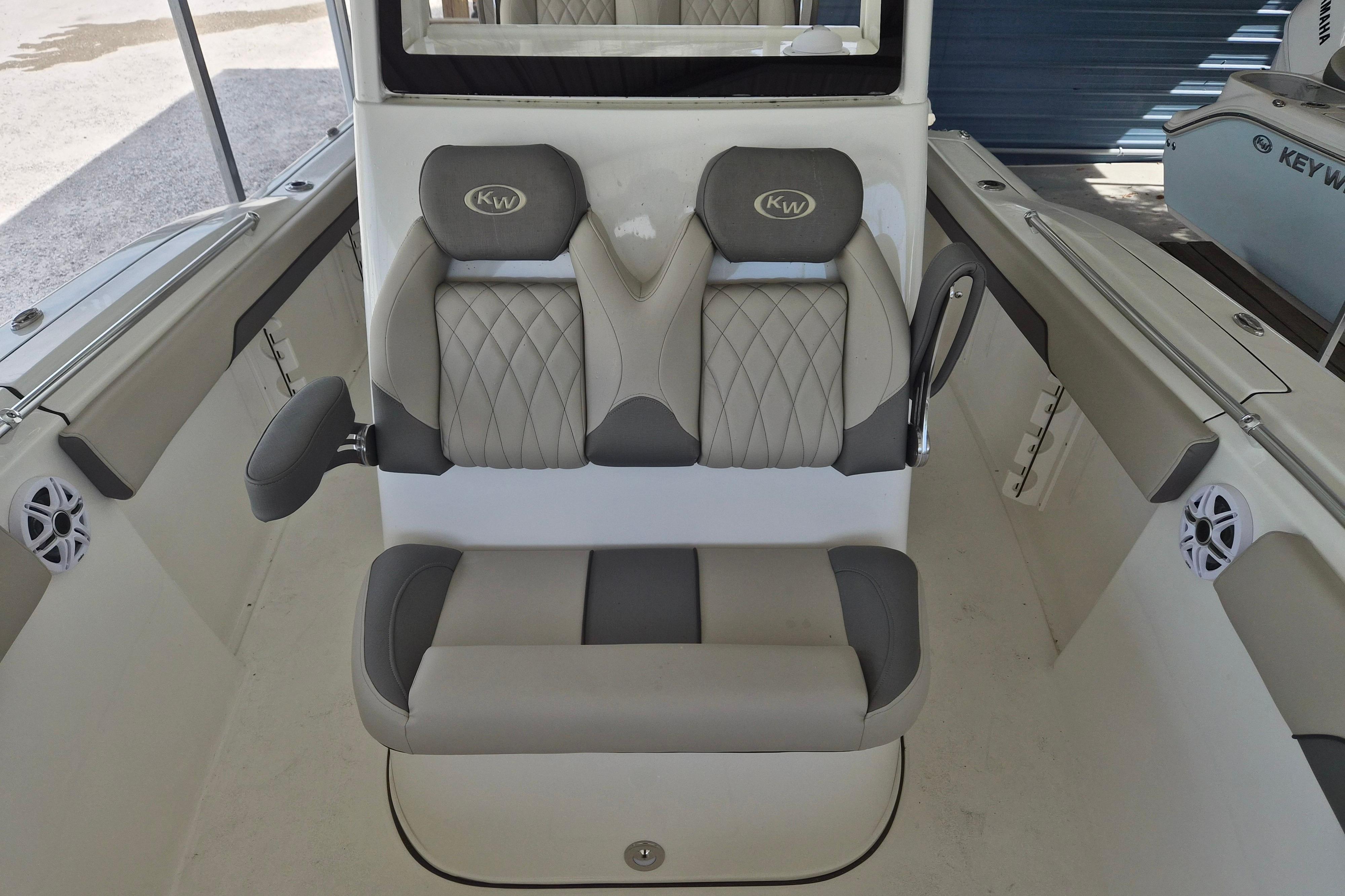 2026 Key West 260 Center Console boat interior with cushioned seating and modern design.
