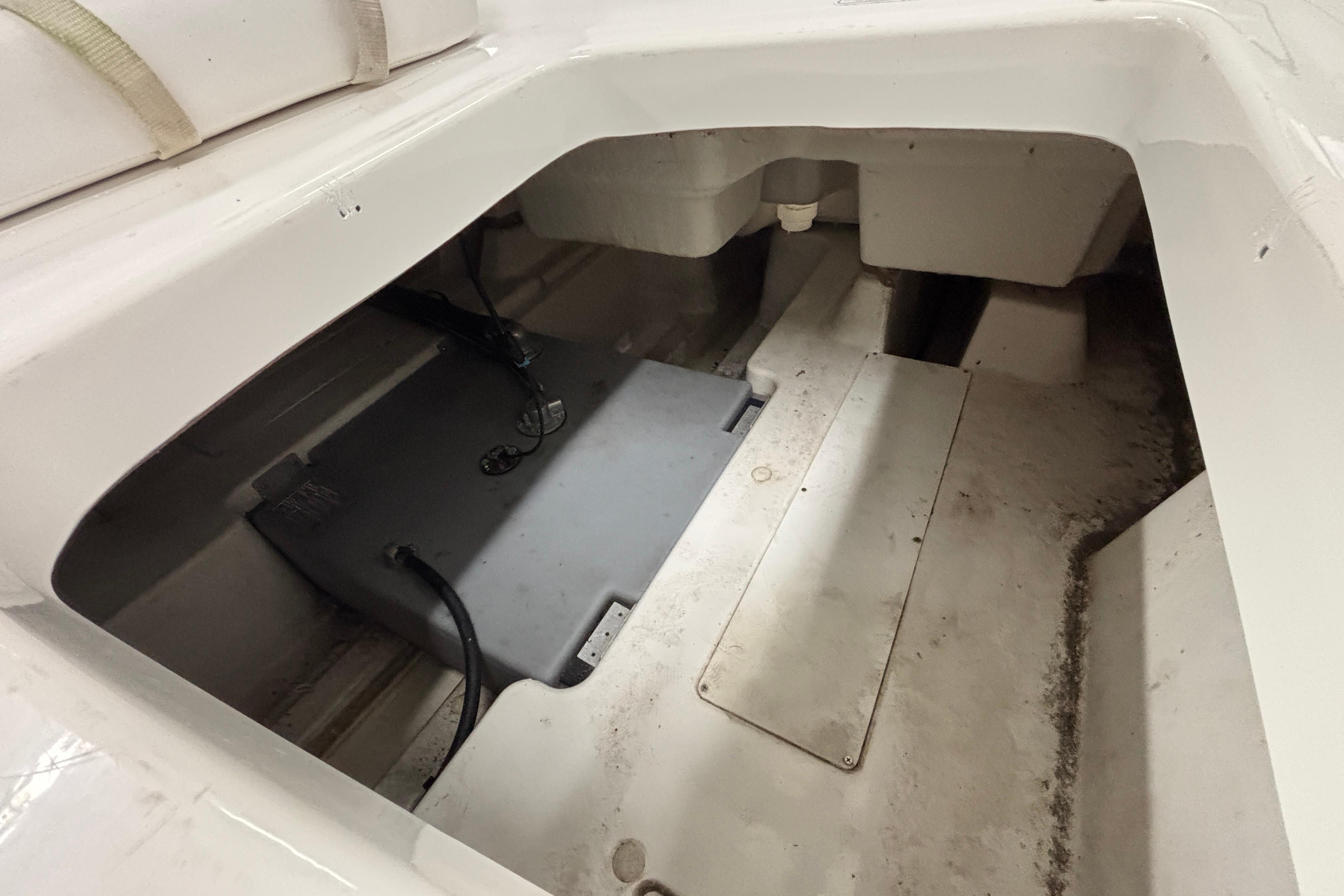 2024 Tahoe T18 boat storage compartment, showcasing interior space and design.