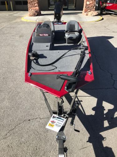 2025 Tracker Bass Tracker Classic XL boat, red exterior, parked on a trailer.
