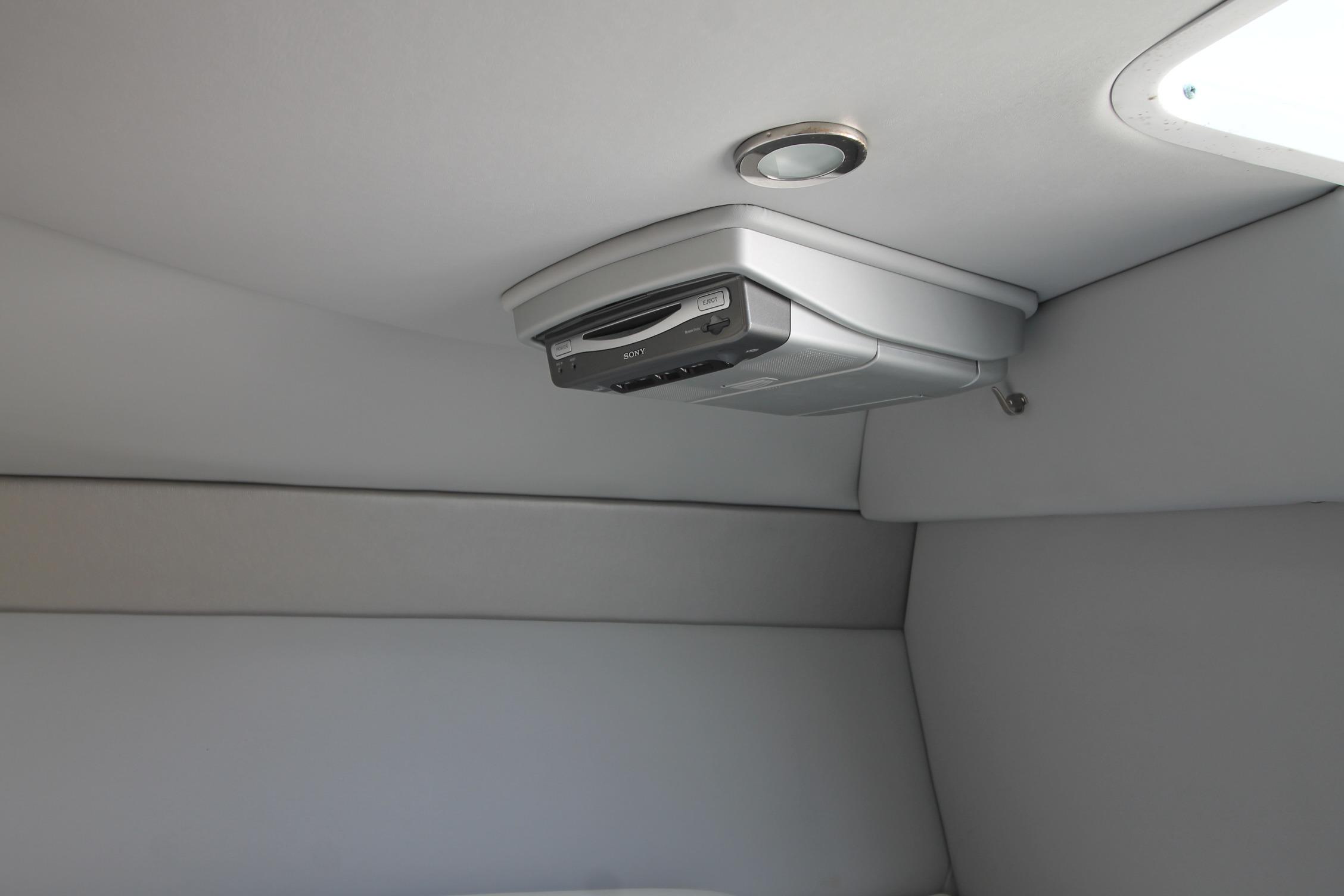 Ceiling interior of 2006 Formula 292 FASTech boat with built-in Sony stereo system.
