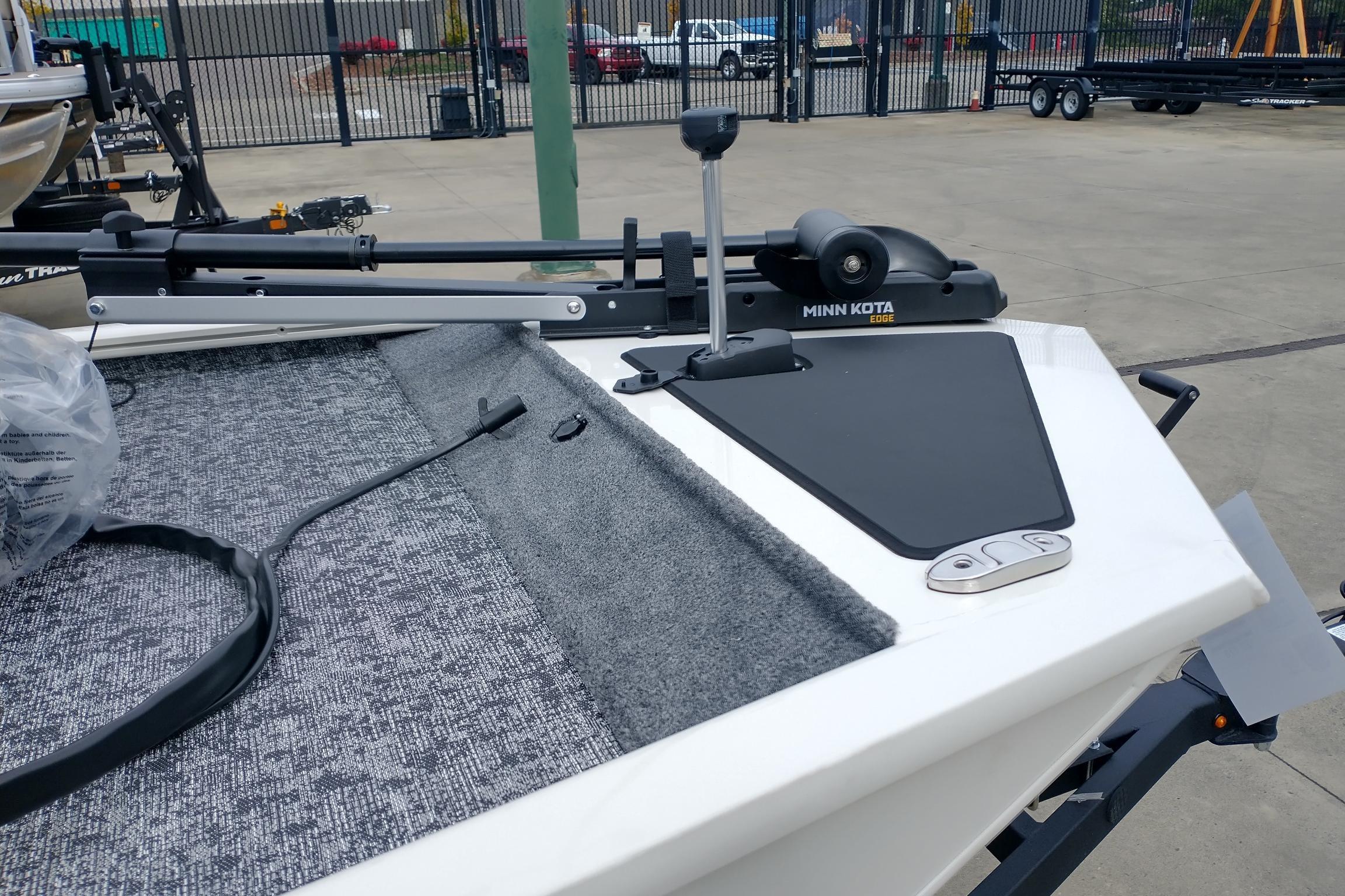 2026 Tracker Pro 170 boat with Minn Kota trolling motor on deck.
