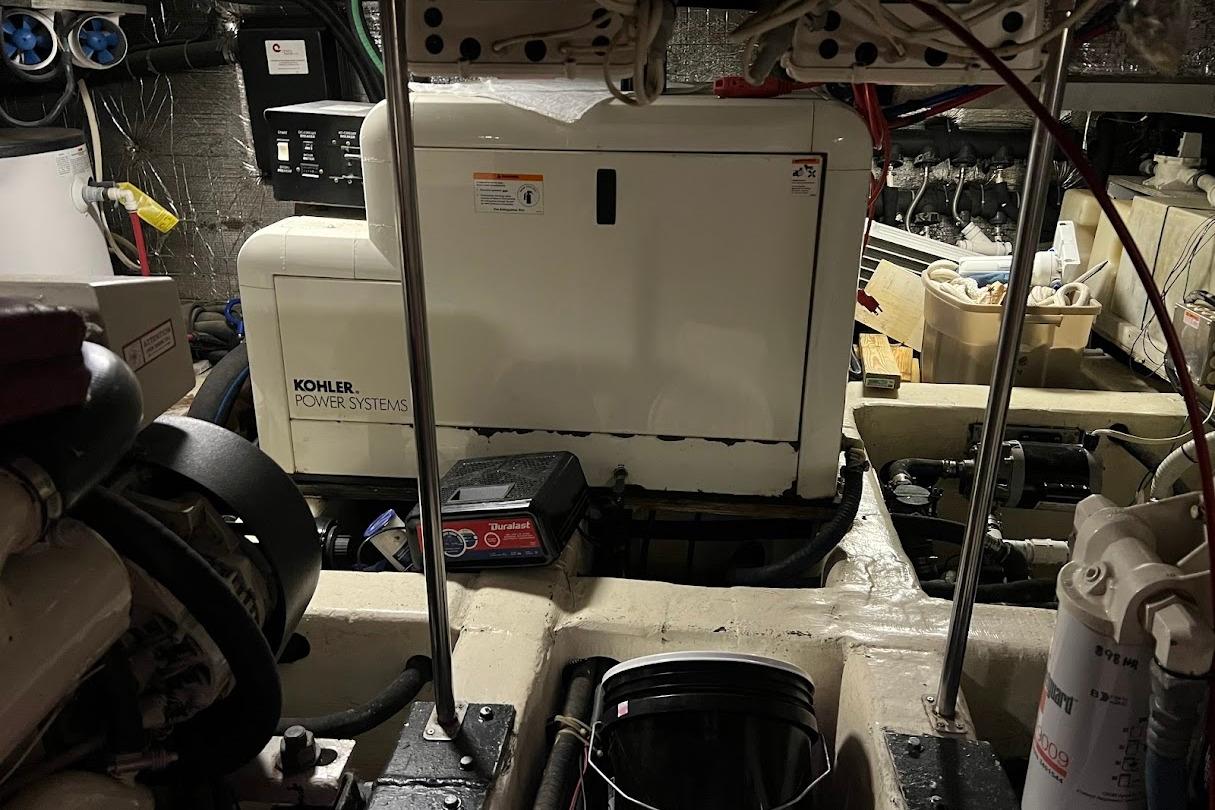 Engine room of a 2000 Carver 506 Motor Yacht with Kohler power systems.