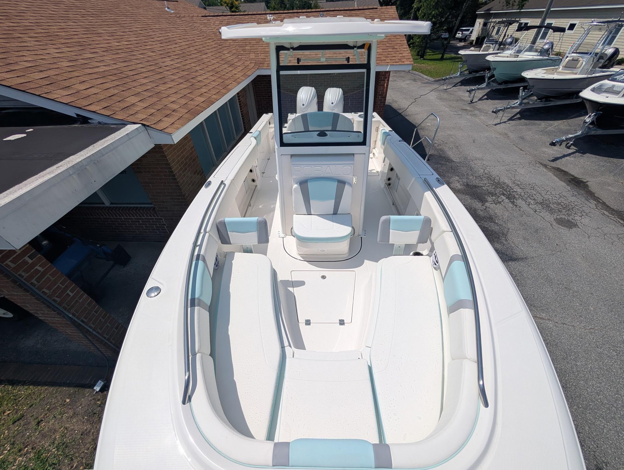 2025 Robalo R250 Center Console boat with spacious seating and modern design.
