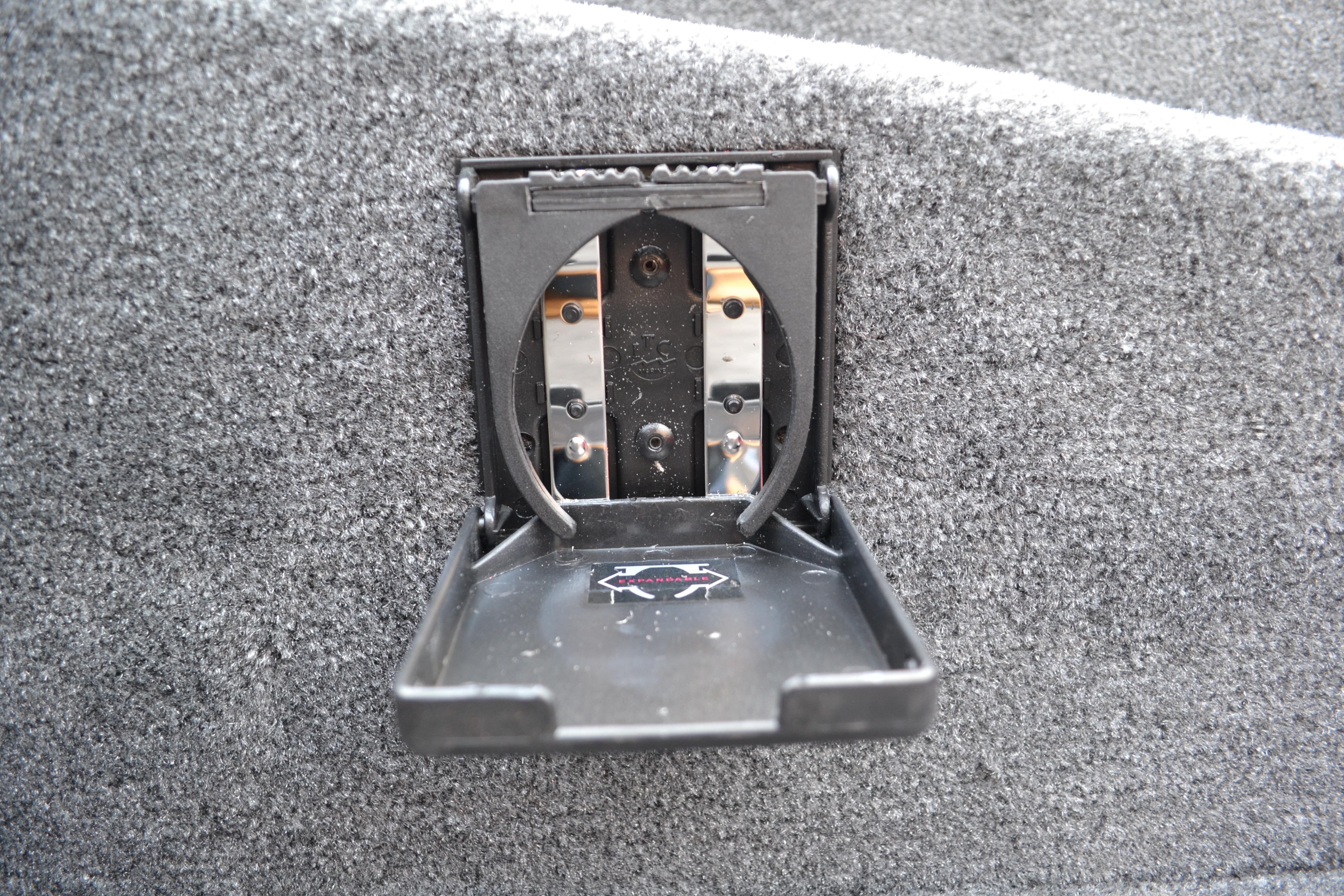Ranger RT188 2026 boat cup holder on carpeted surface.