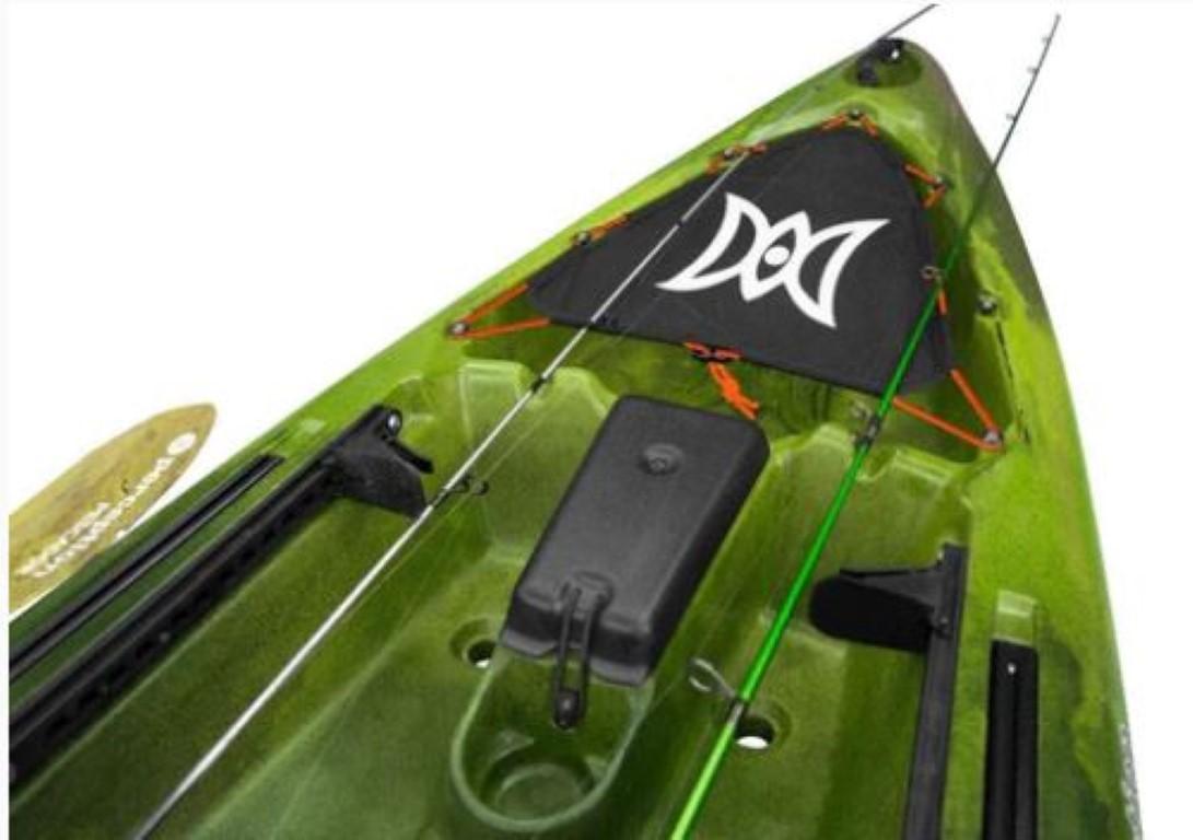Perception Kayaks Pro 10, 2023 model, green kayak with fishing rod holders and storage.