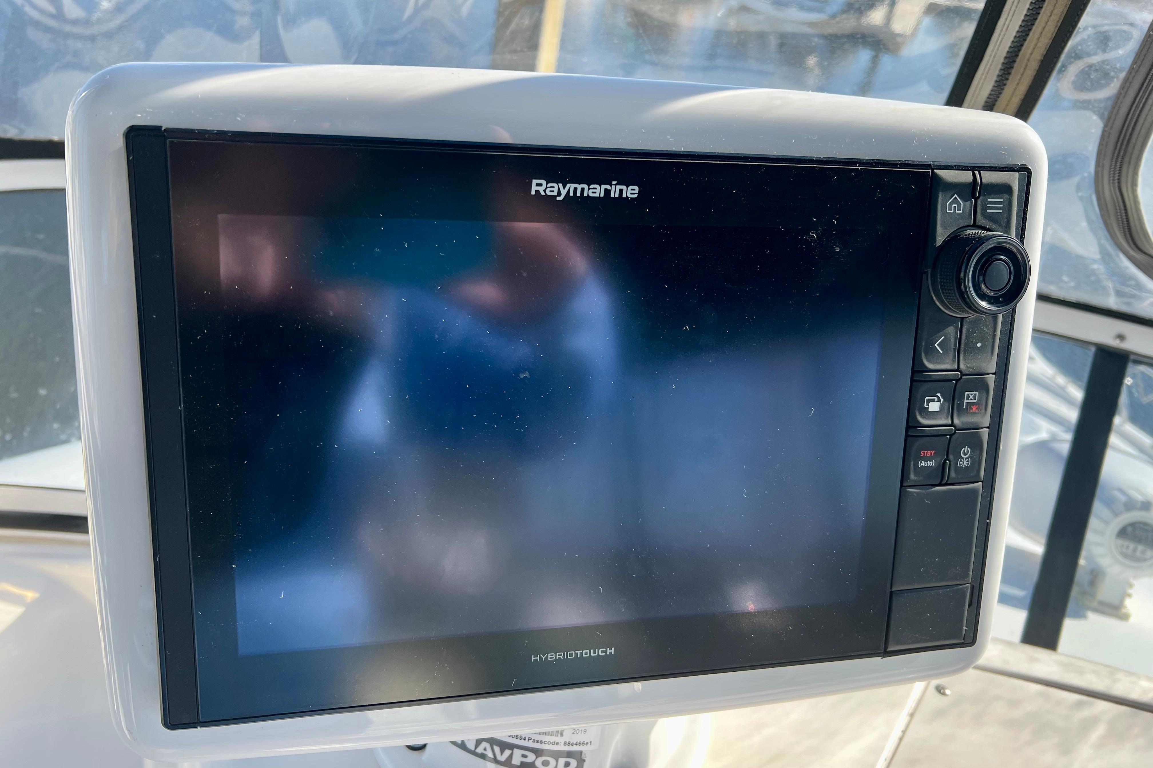 Raymarine navigation system on 2003 Silverton 43 Motor Yacht dashboard.