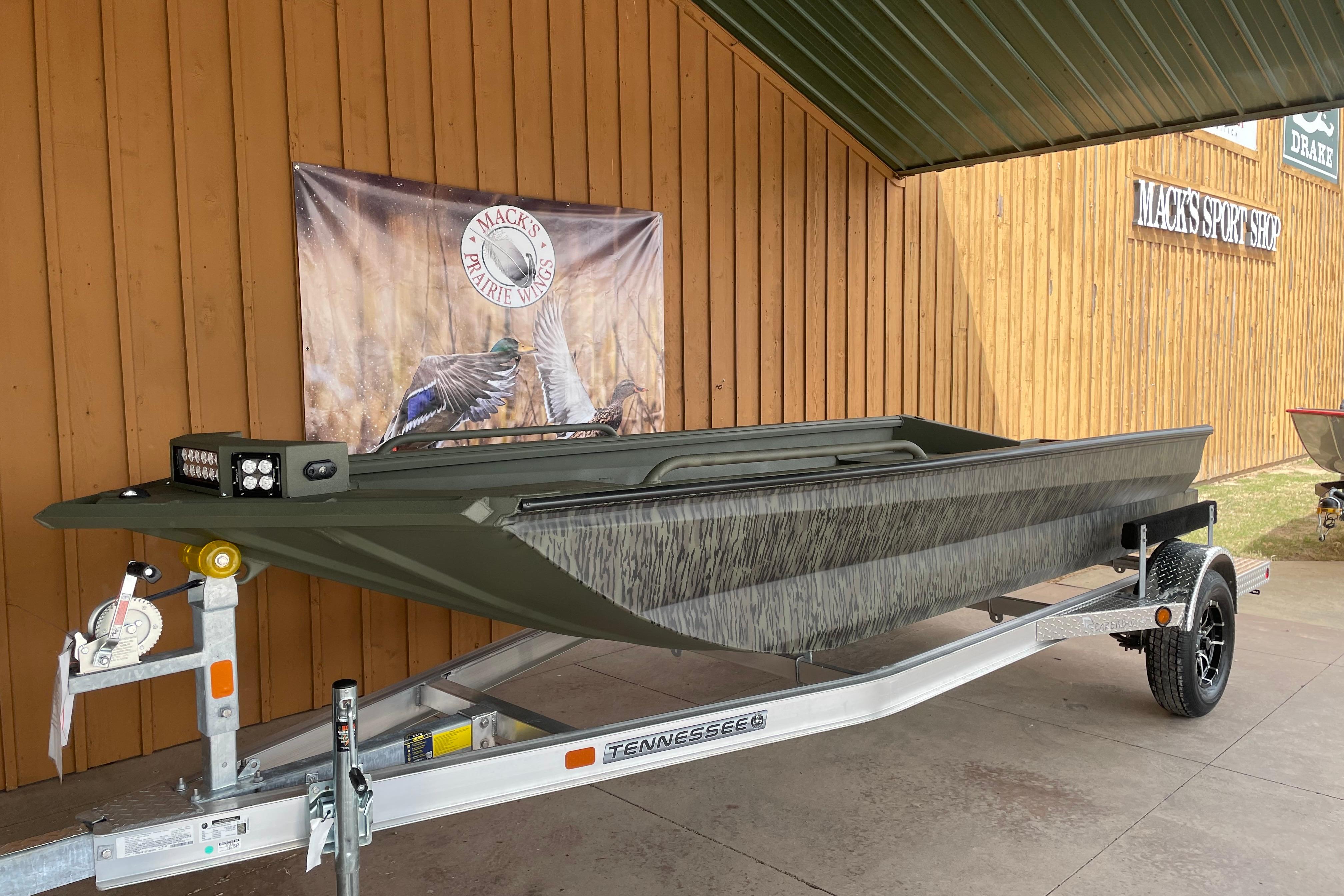 2026 Reaper Boats 753 Timber Reaper on trailer at Mack's Sport Shop.
