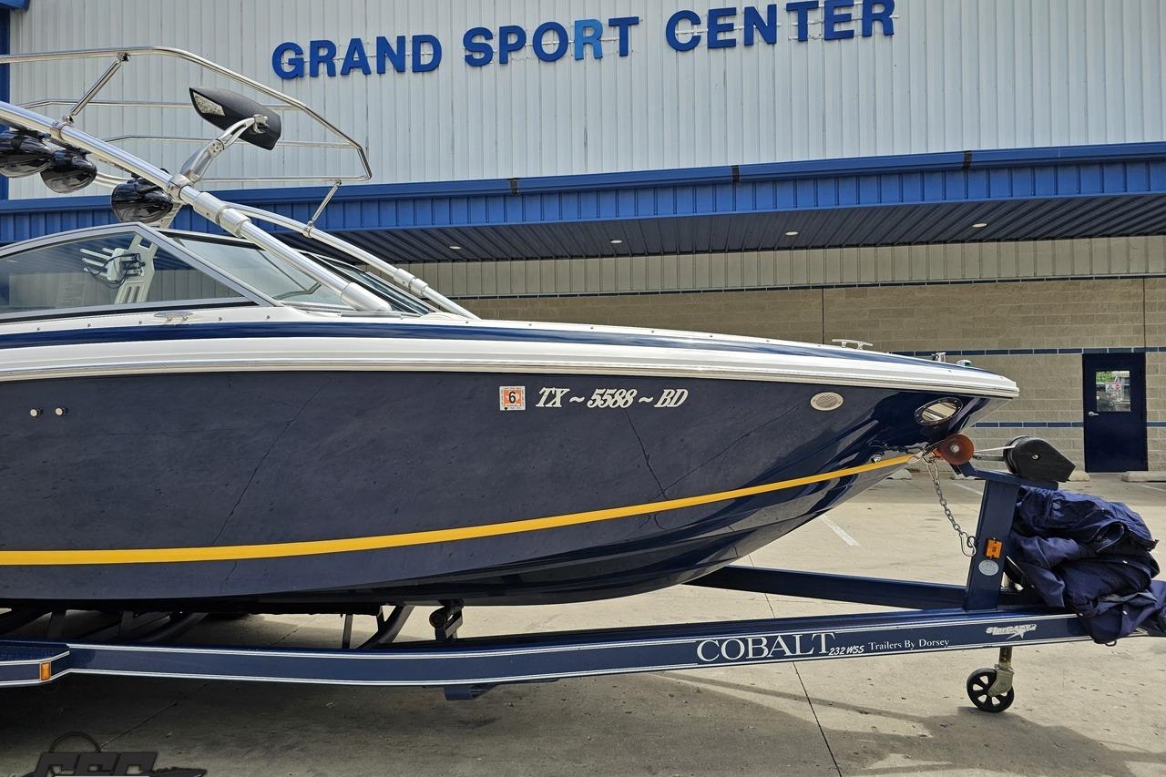 2010 Cobalt 232 WSS boat on trailer at Grand Sport Center.