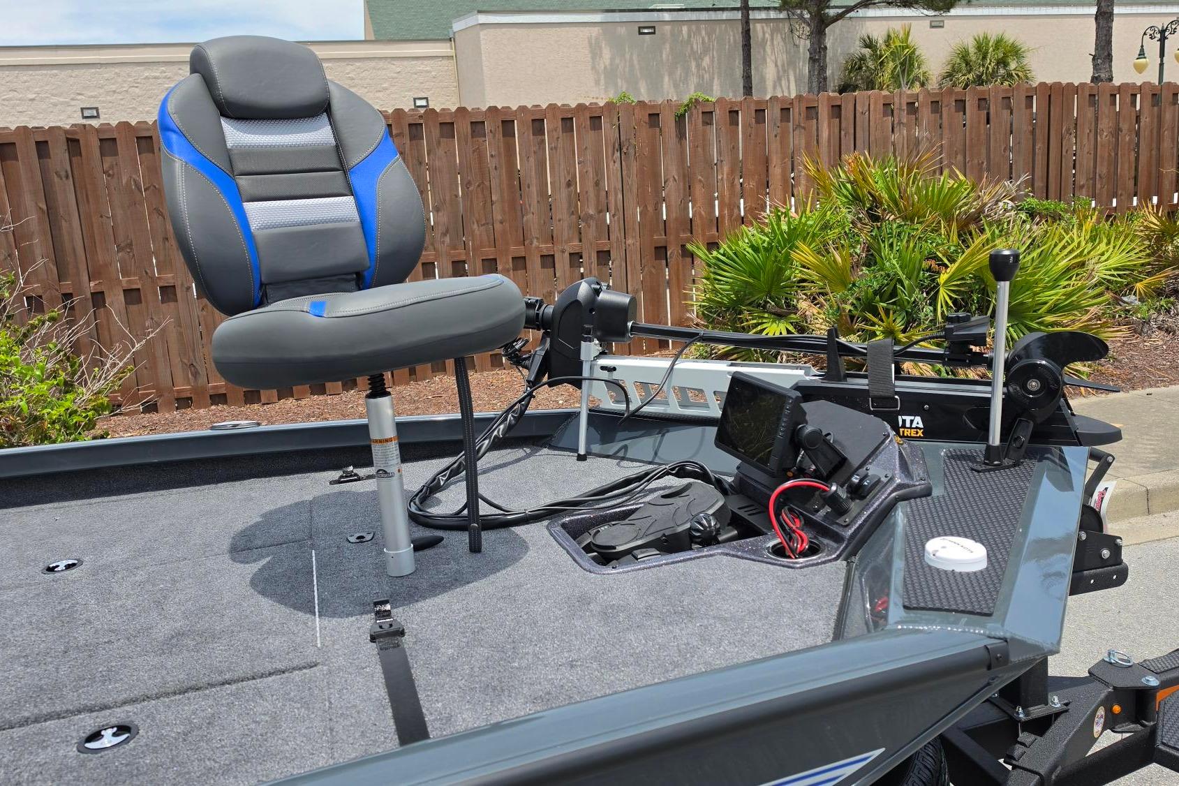 2026 Ranger RT188P boat deck with seat, control panel, and trolling motor.