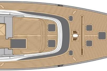 Top view of 2022 Solaris 64RS yacht deck layout.