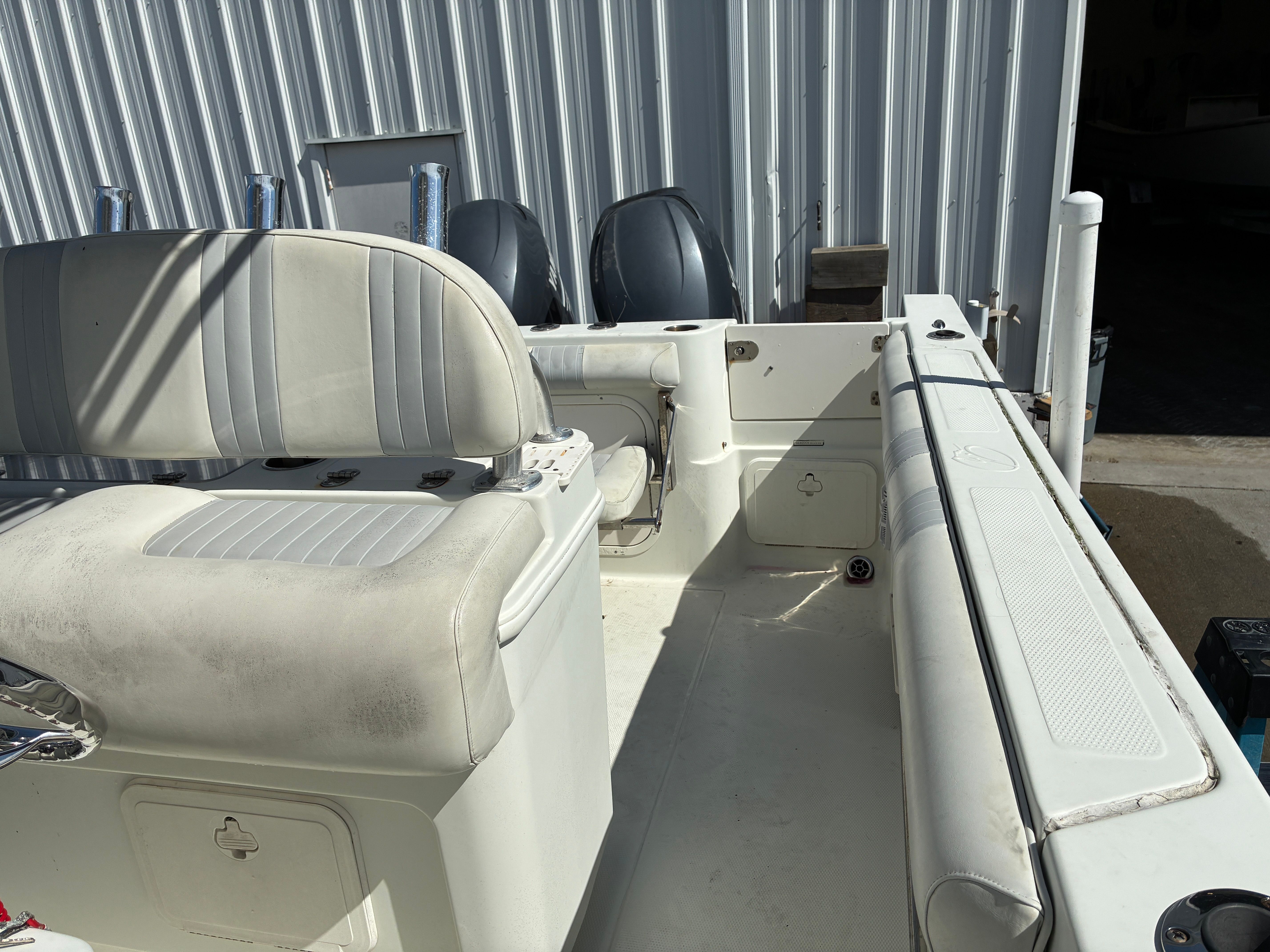 Interior of a 2007 Sailfish 2660 boat with seating.