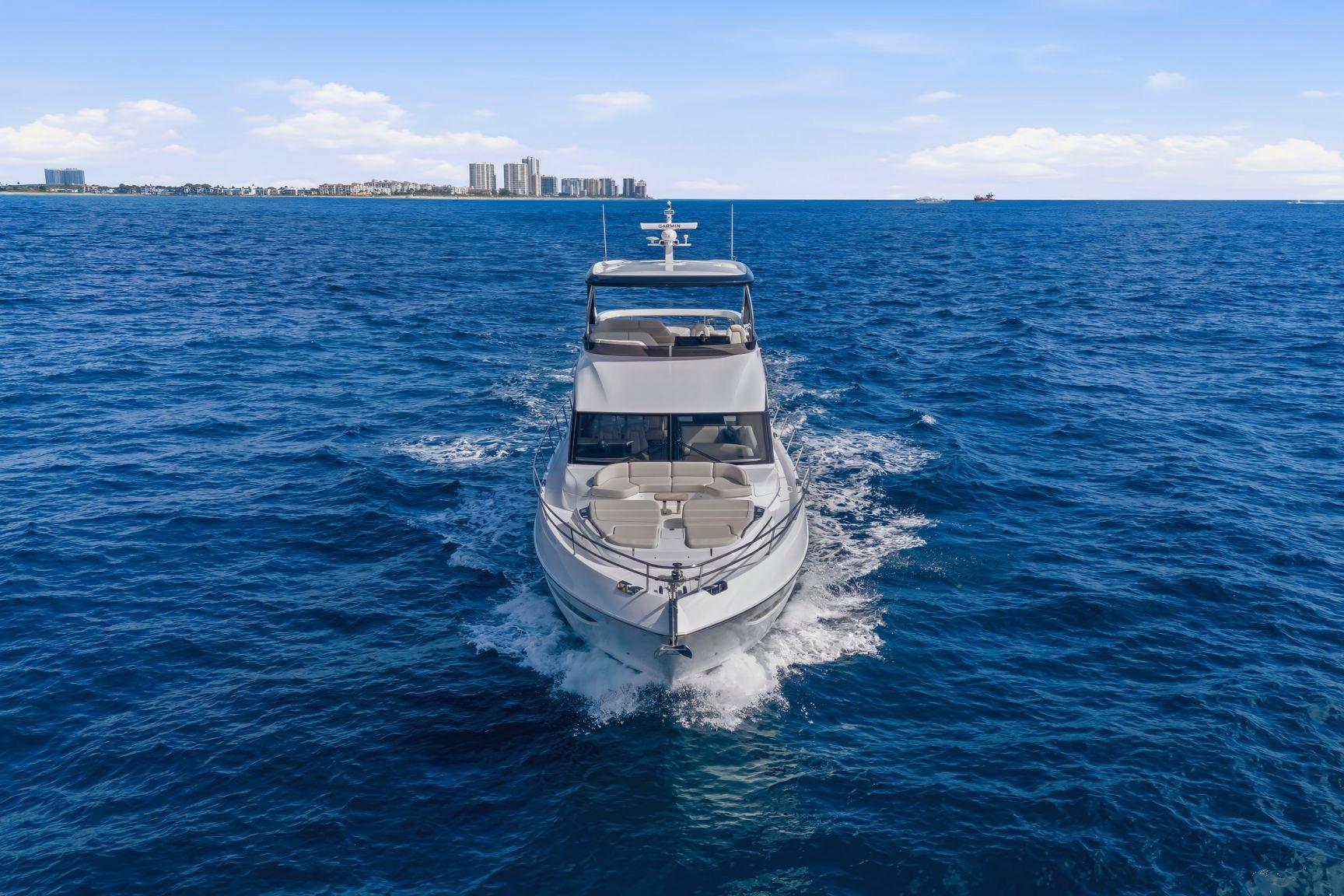 Luxury Princess F65 yacht cruising on open sea, 2026 model.