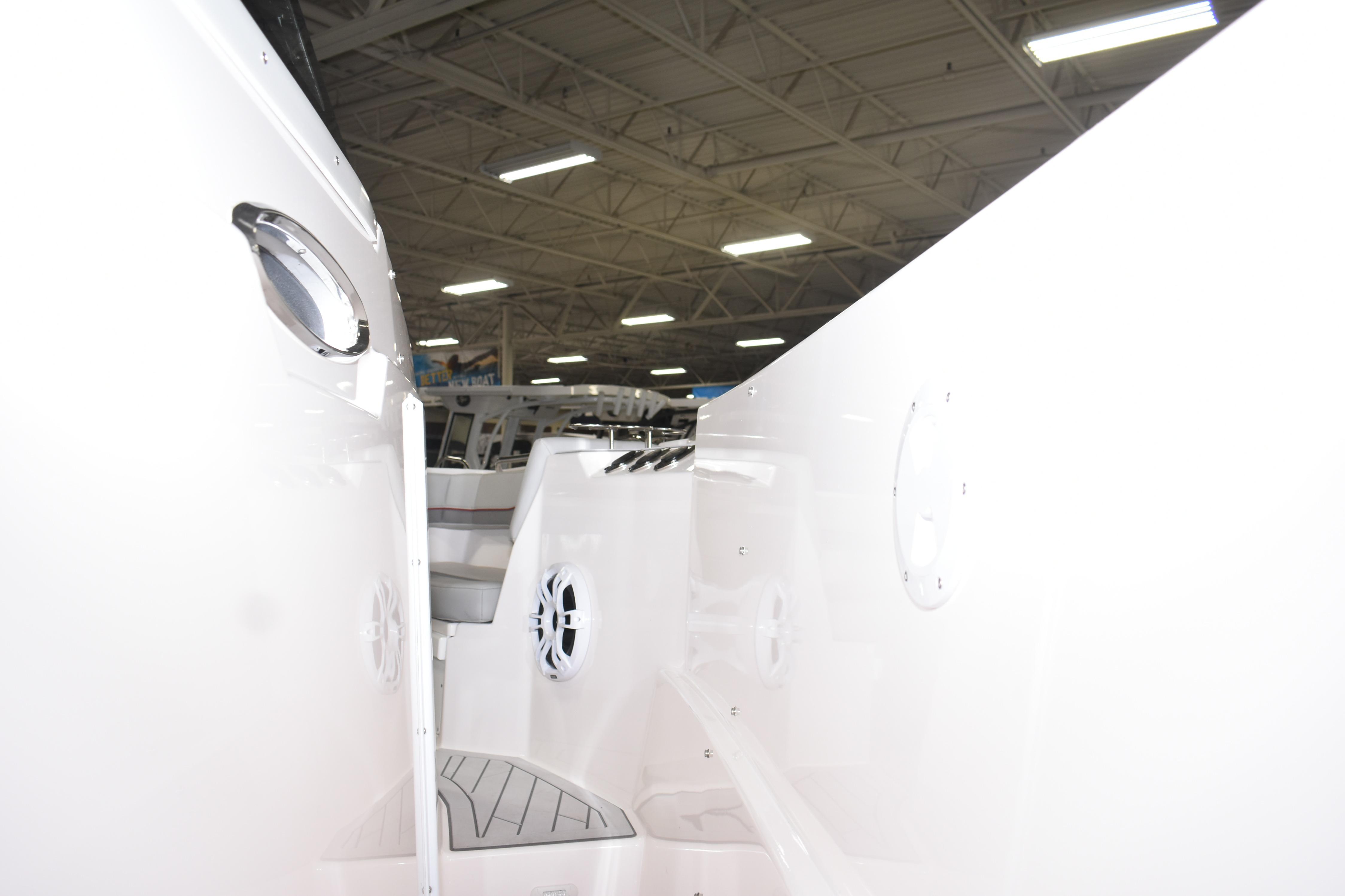 2025 Solara S-310 CW boat interior with sleek white design and modern features.
