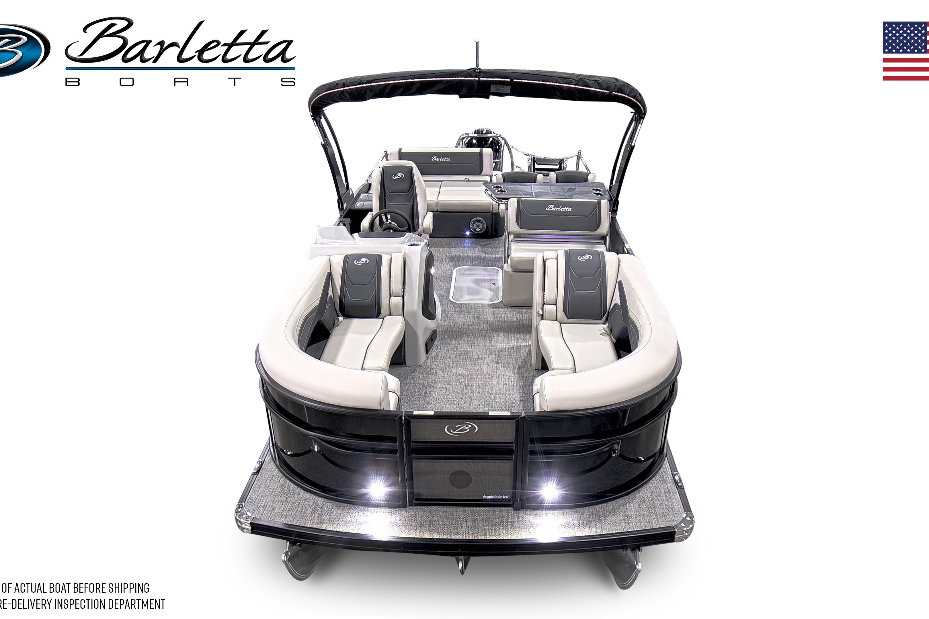 2026 Barletta Cabrio 24UE pontoon boat, sleek design, spacious seating, luxury features.