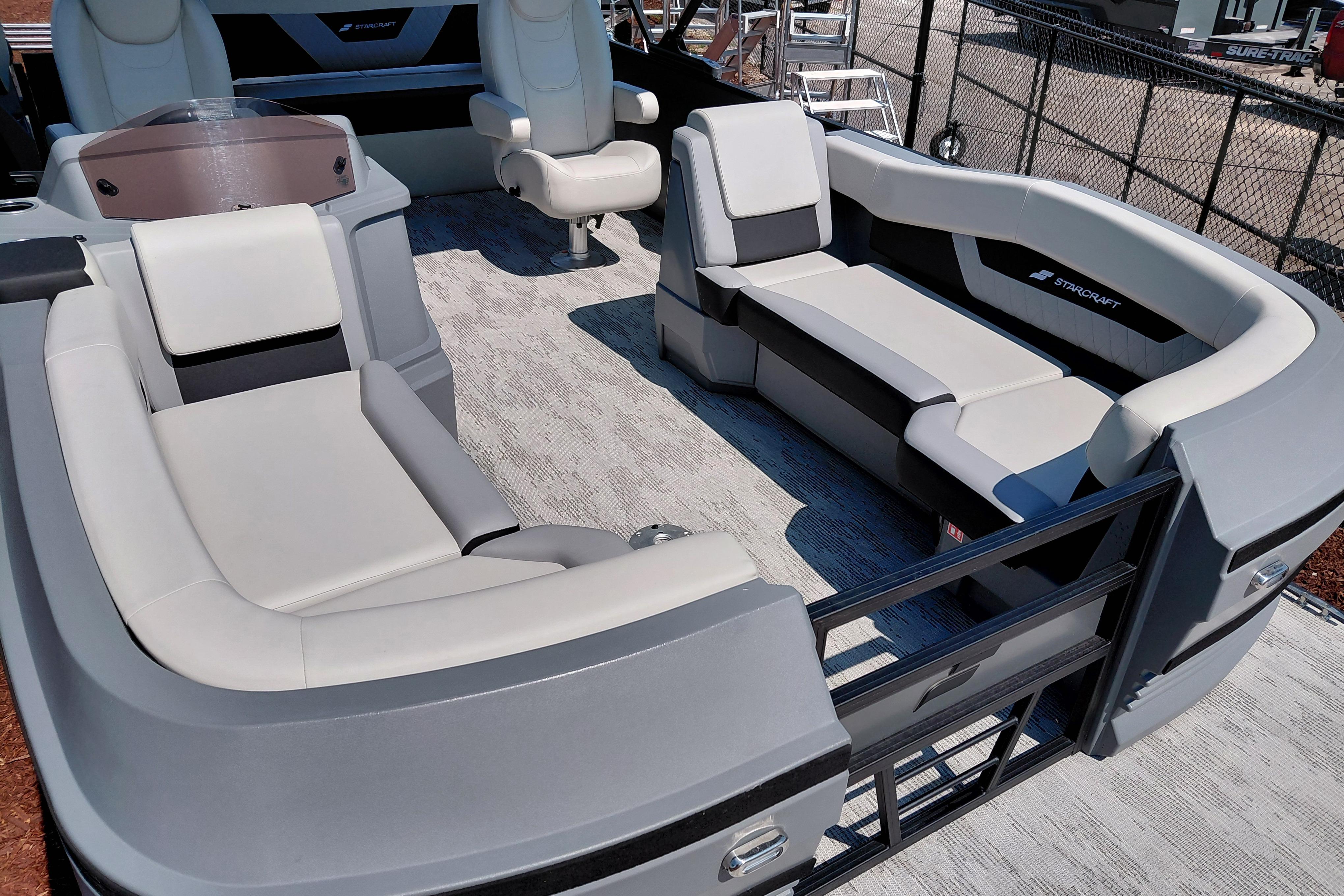 2026 Starcraft VX 24 Q DH pontoon boat interior with luxurious seating and modern design.