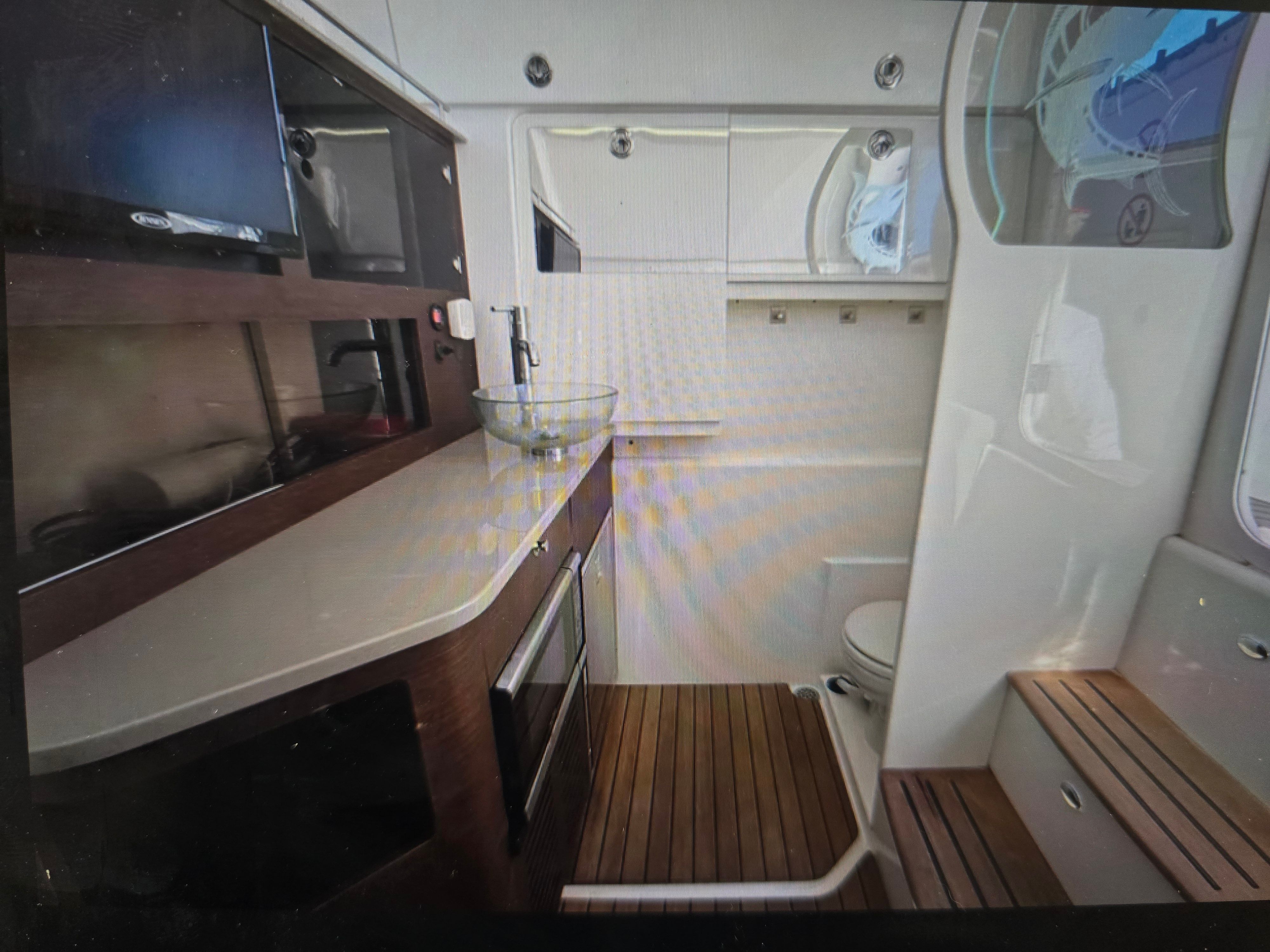 Interior of 2019 Everglades 435 Center Console with modern amenities.