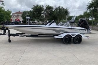 2026 Nitro Z21 XL Pro boat on trailer, parked outdoors.