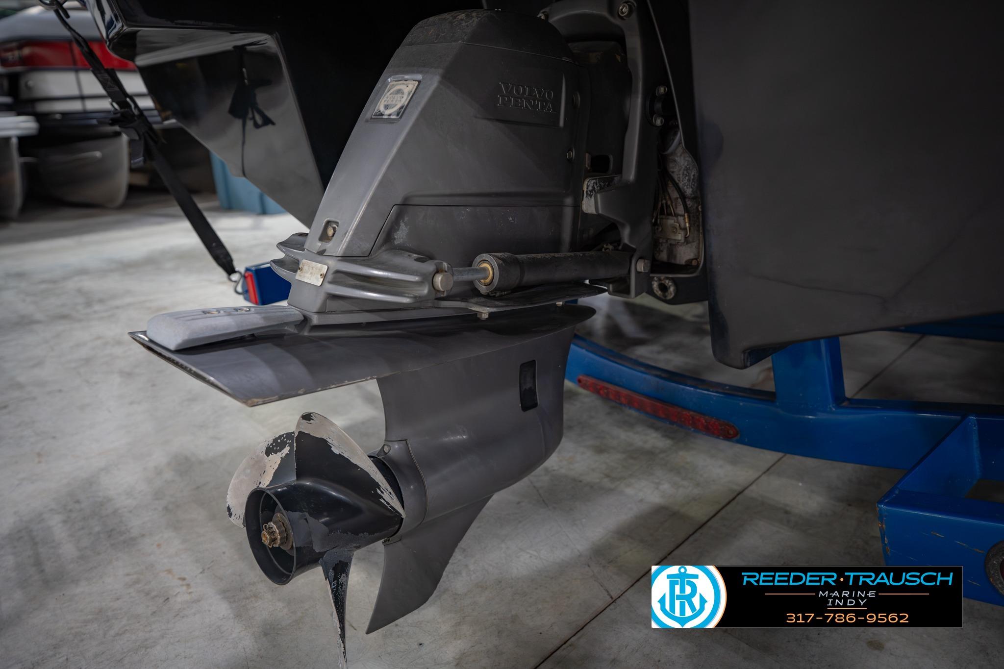 2015 Regal 2000 ESX Bowrider boat propeller and stern drive in a workshop.