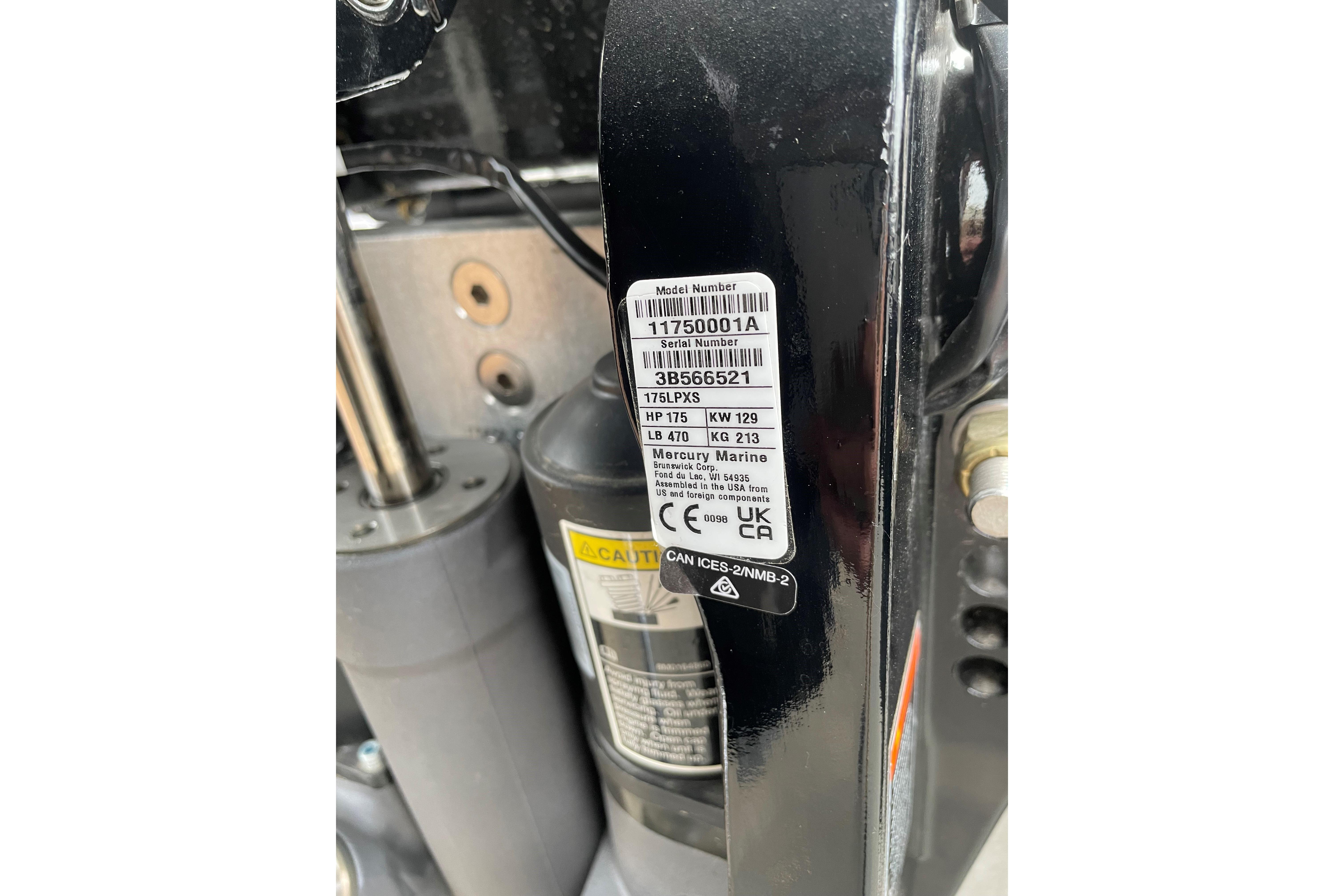 Label on 2025 Mako 18 Pro Skiff Backwater Edition, displaying model and serial numbers.