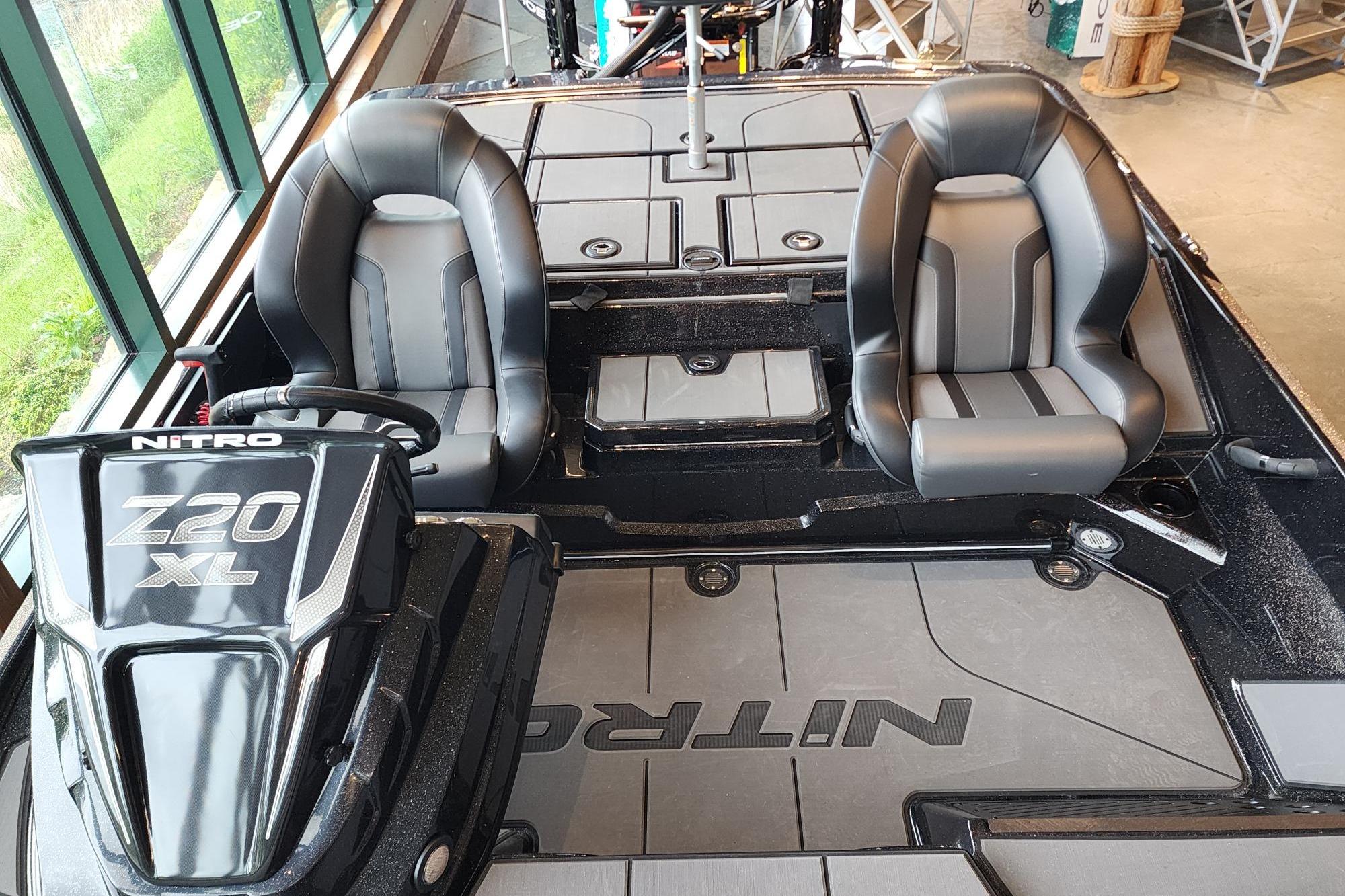 2026 Nitro Z20 XL boat interior with dual seats and steering console.