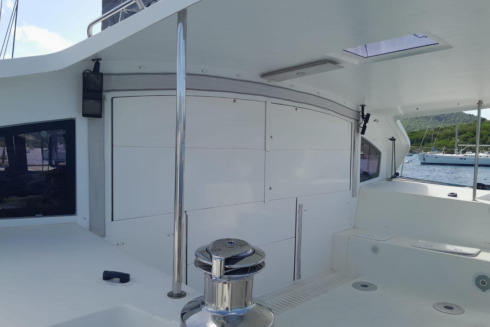 2019 Marsaudon Composites TS5 yacht cockpit with sleek design and modern features.