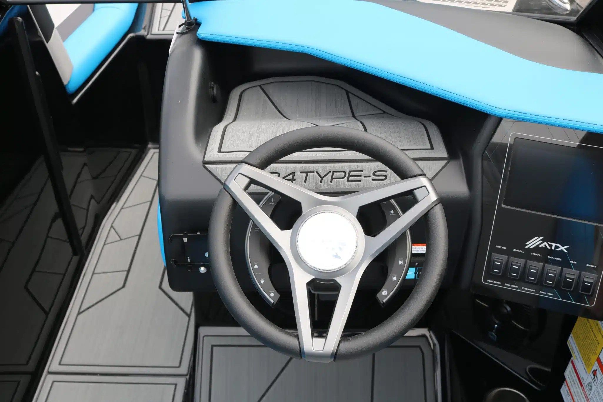 Interior view of 2024 ATX Surf Boats 24 Type-S cockpit.