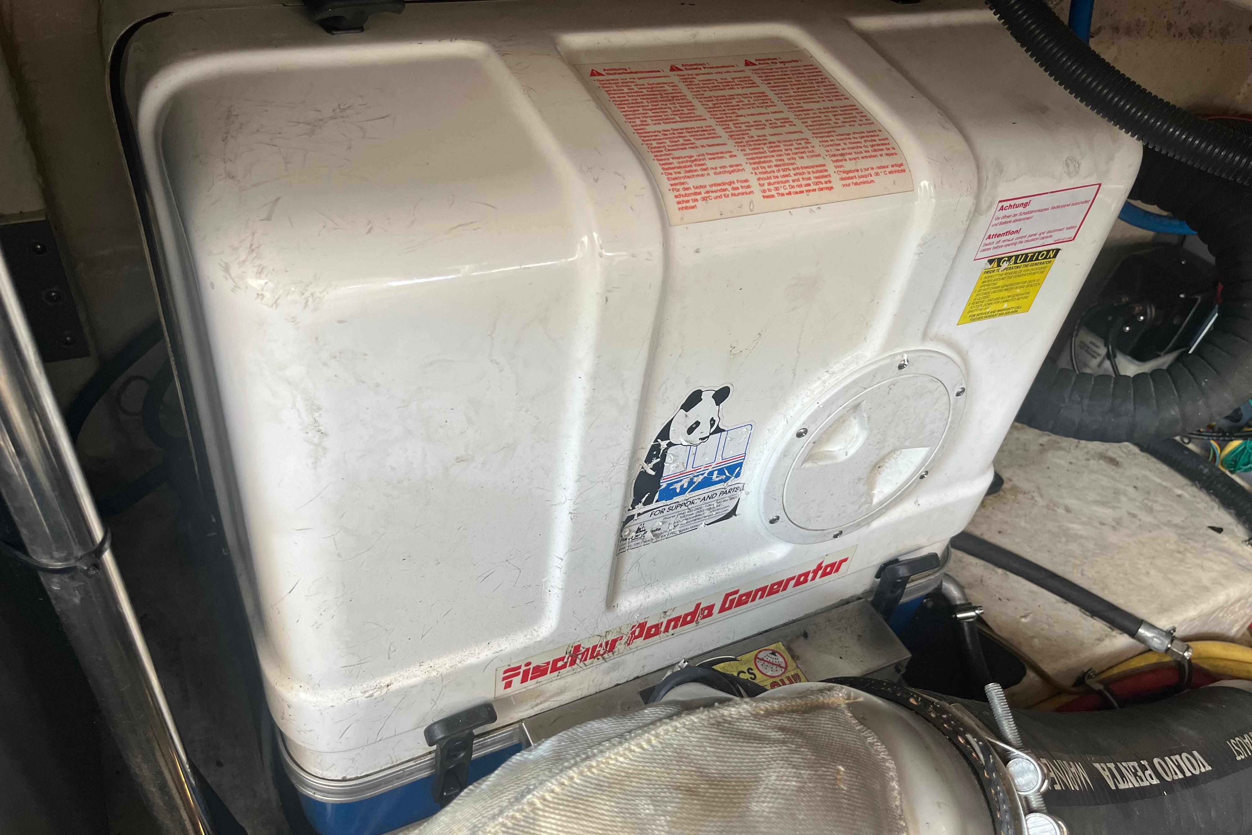 Fischer Panda generator in a 2010 Monterey 400 Sport Yacht engine room.