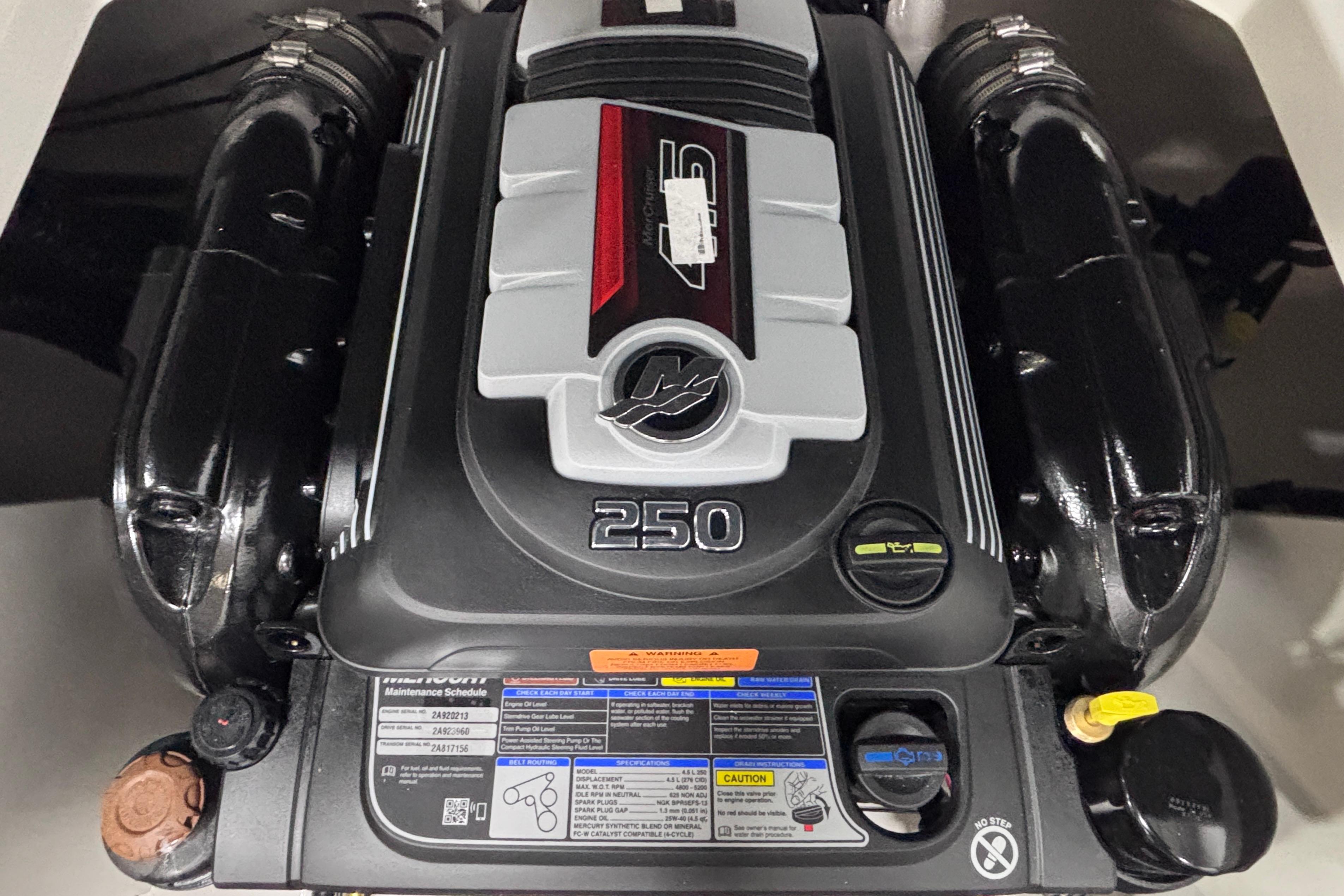 Engine of 2026 Chaparral 21 SSi boat, showcasing model details and specifications.