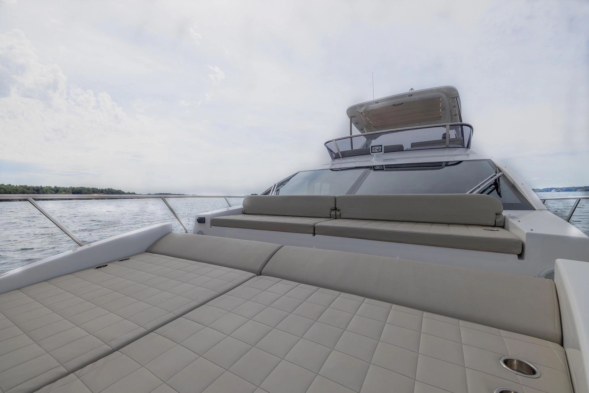 Luxury Azimut 50 yacht from 2018 on calm waters.