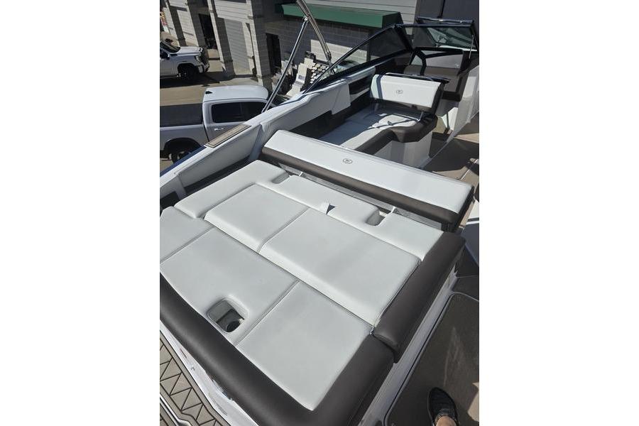 2022 Cobalt R4 boat interior with sleek, modern seating design.