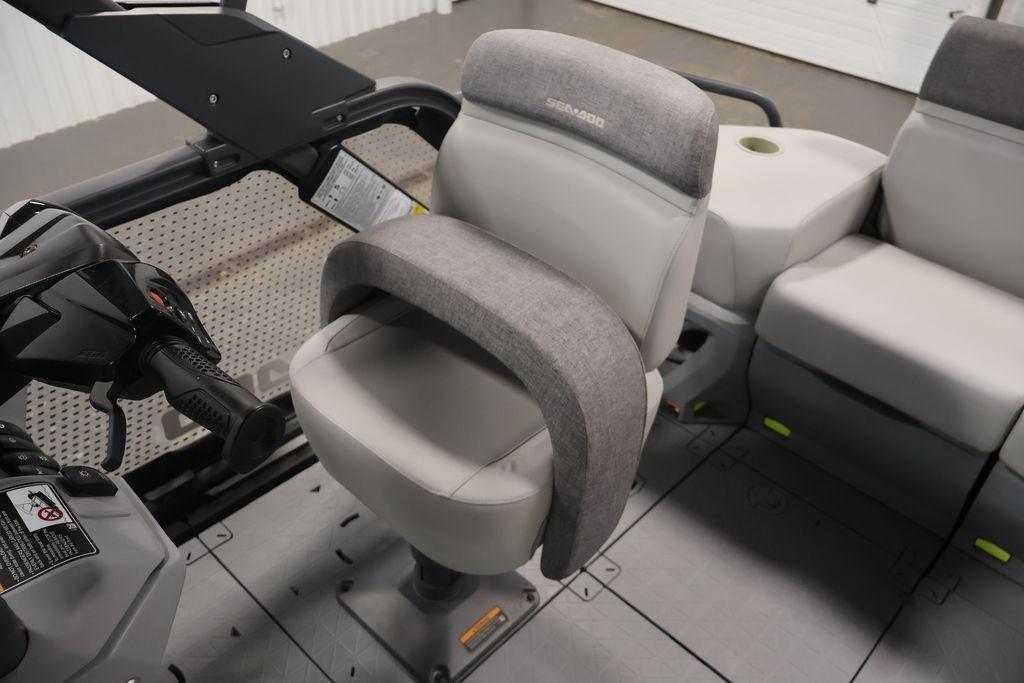 2023 Sea-Doo Switch Sport Compact interior with steering and seating details.